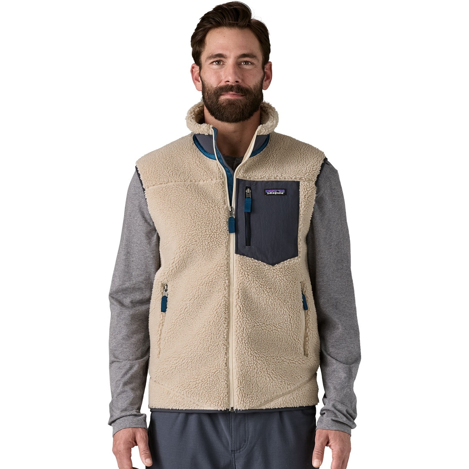 Bild von Patagonia Classic Retro X Fleeceweste Herren - Natural w/Smolder Blue