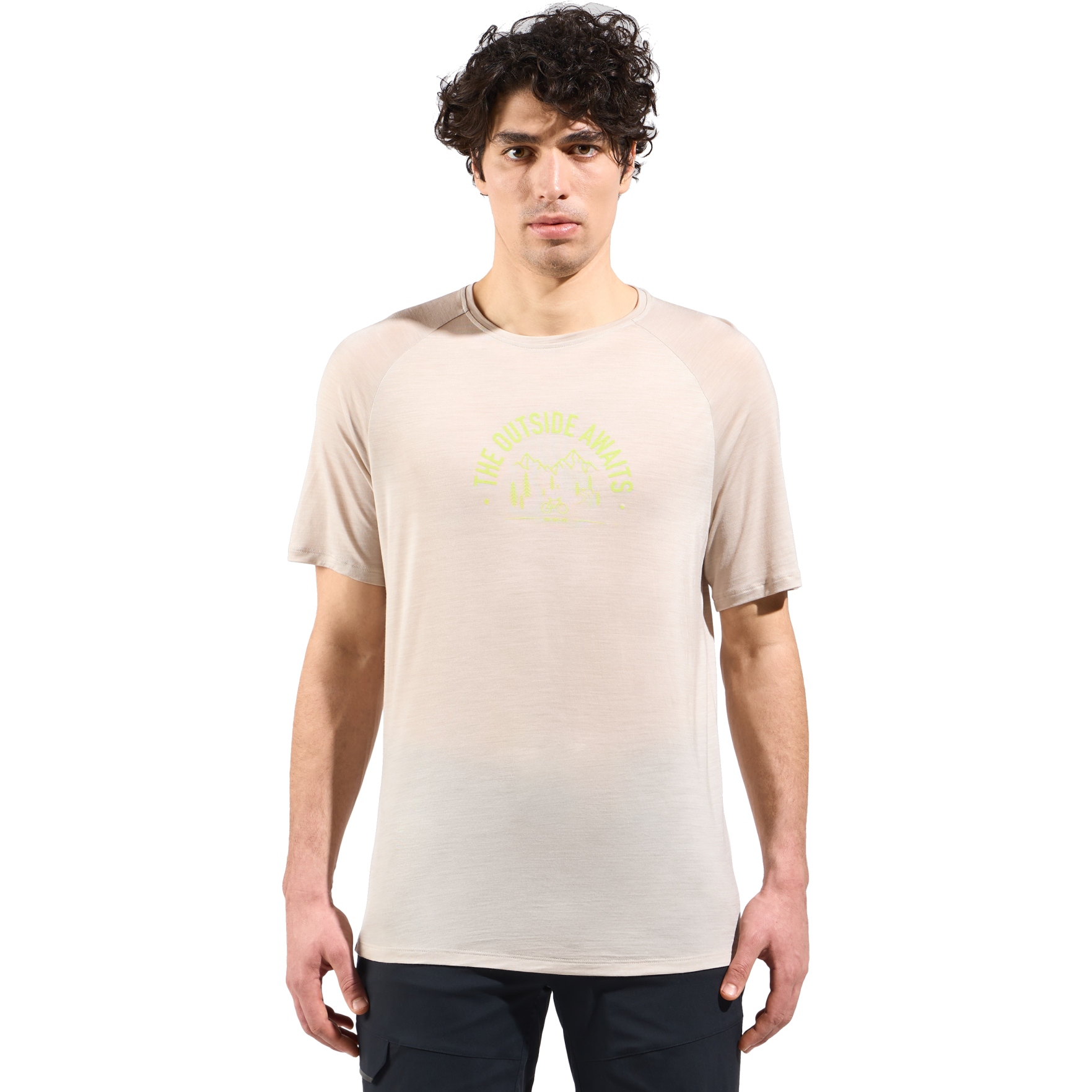 Picture of Odlo Ride 365 Performance Wool 130 Print T-Shirt Men - silver cloud melange