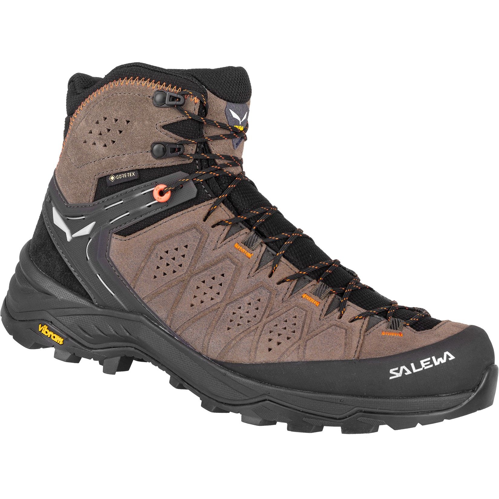 Image of Salewa Alp Trainer 2 Mid GTX Hiking Shoes - wallnut/fluo orange 7512