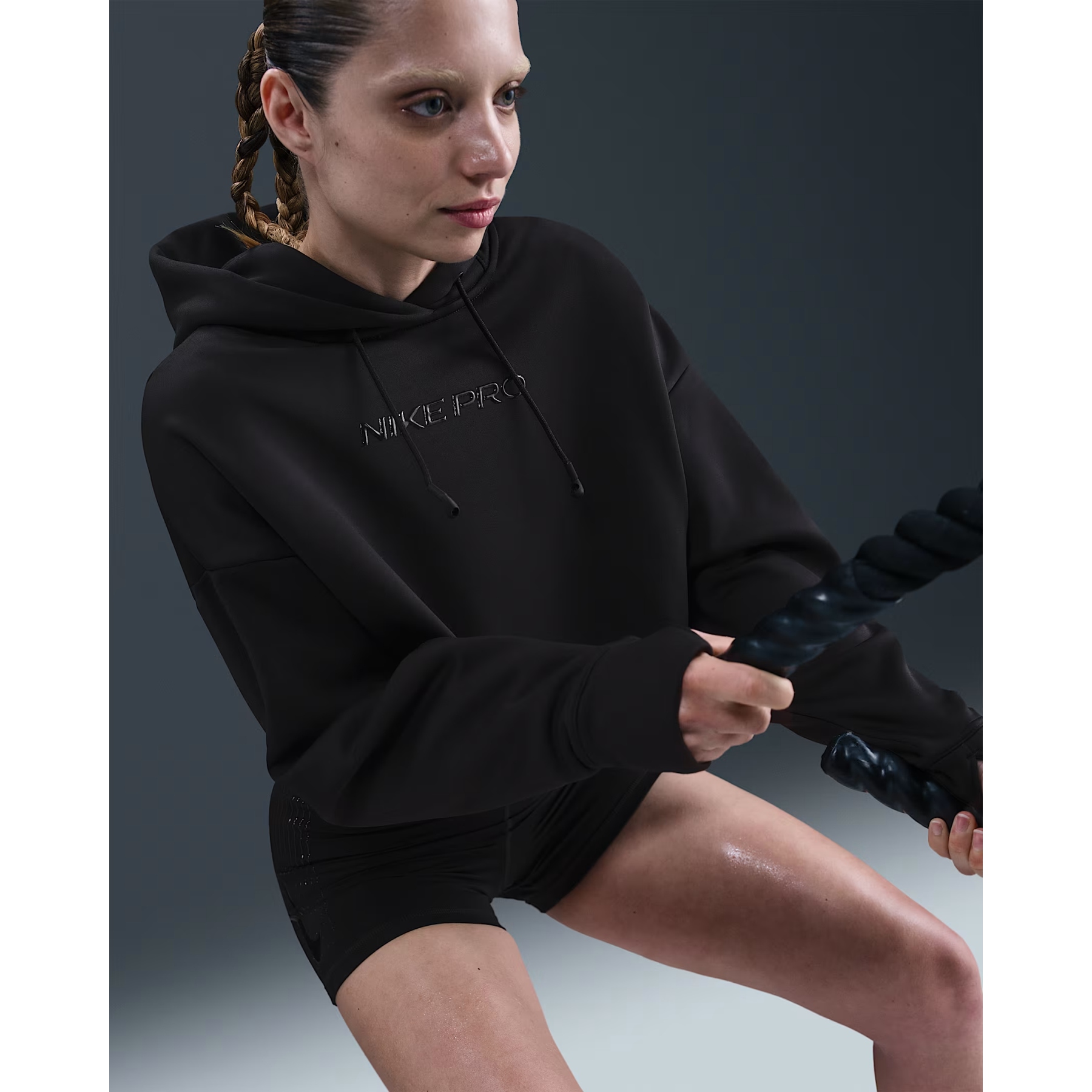 nike women's pro hyperwarm engineered print hoodie