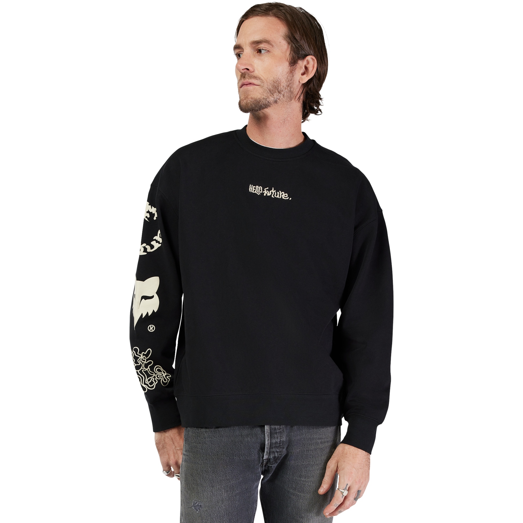 FOX Hello Future Oversized Fleece Sweatshirt Men - black FOX Hello Future Oversized Fleece Sweatshirt Men - black