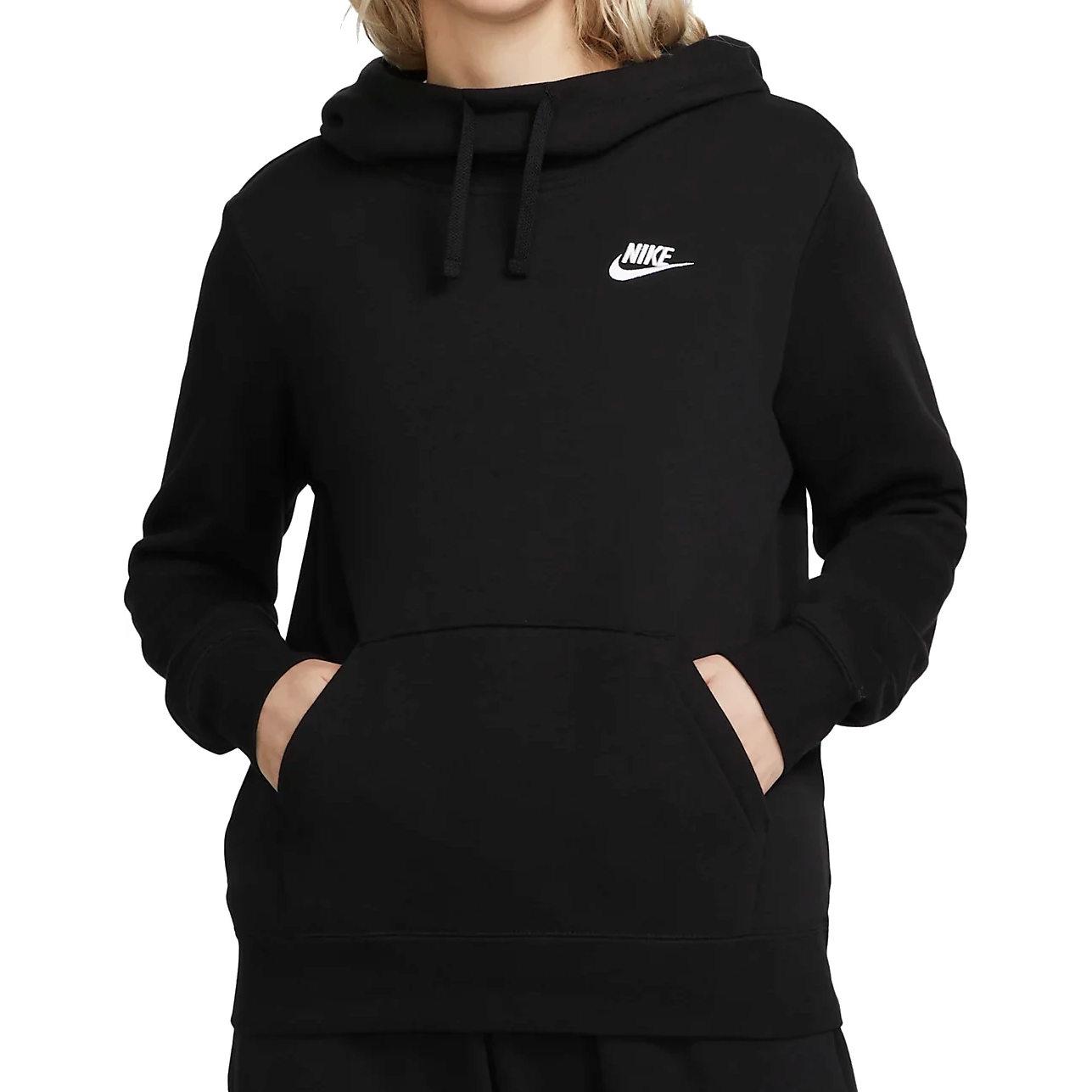 Bild von Nike Sportswear Club Fleece Damen-Hoodie mit hohem Kragen - schwarz/weiß DQ5415-010