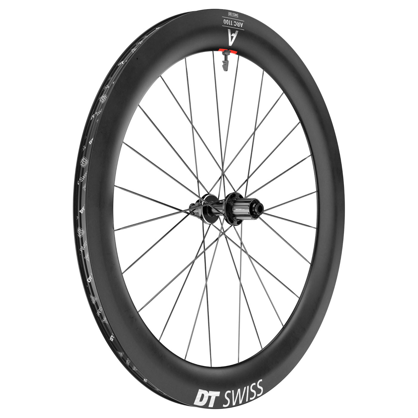 Productfoto van DT Swiss ARC 1100 DICUT 65 Achterwiel - 28&quot; | Carbon | Clincher | Centerlock - 12x142mm - HG-L / XDR