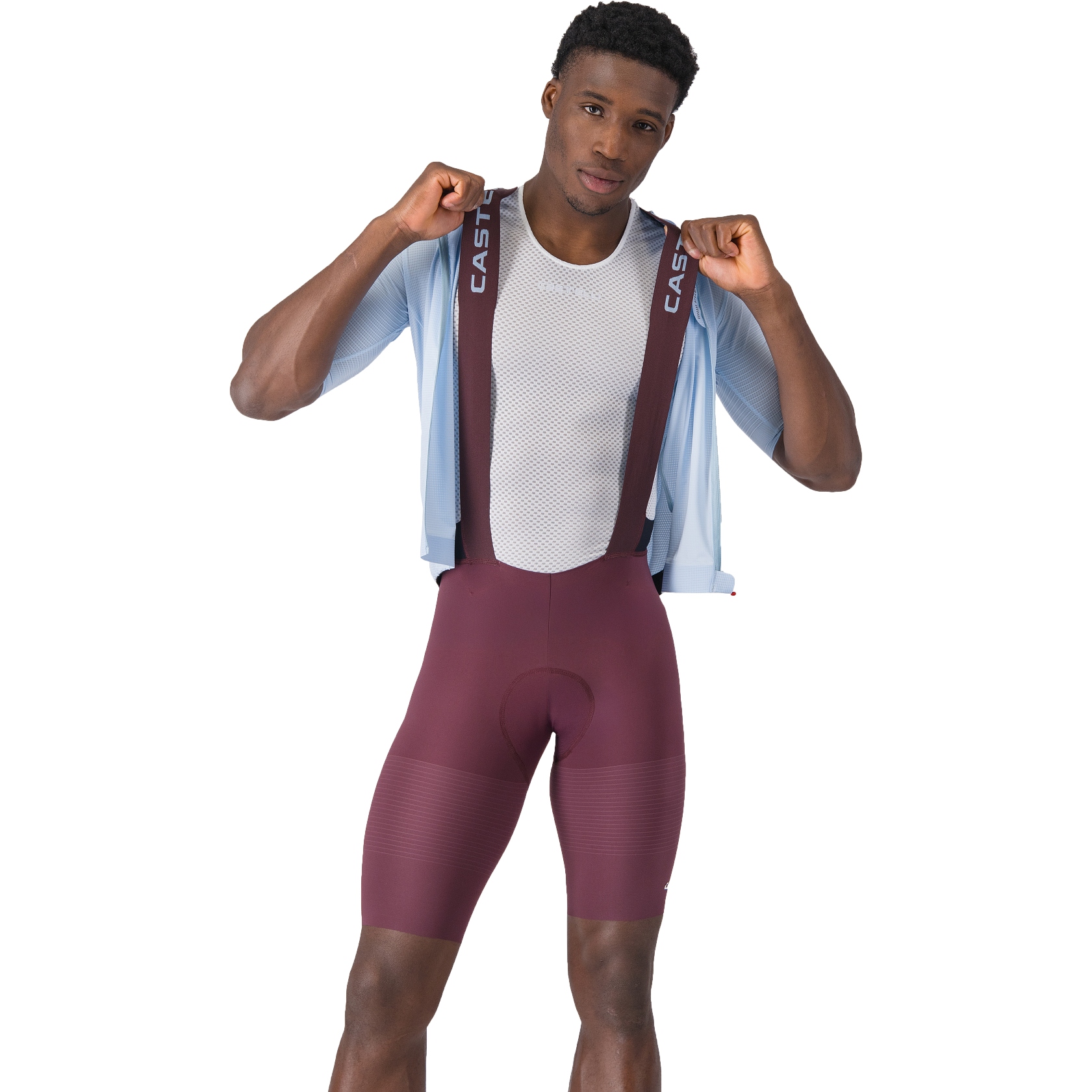Castelli Premio Evo Bibshorts Men - deep bordeaux/winter sky 625