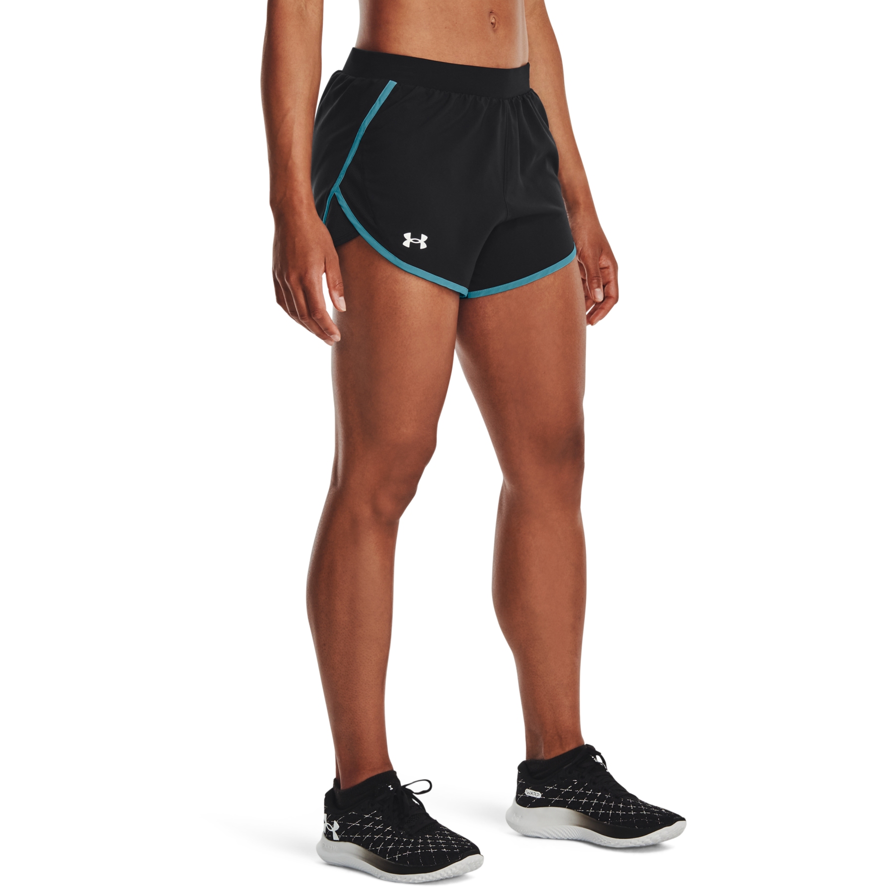 Immagine di Under Armour Shorts Donna - UA Fly-By 2.0 - Black/Glacier Blue/Reflective