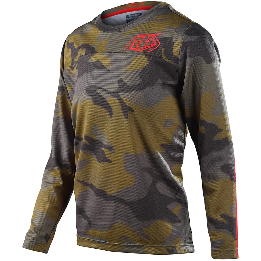 Image of Troy Lee Designs Youth Flowline Long Sleeve Jersey - spray camo army