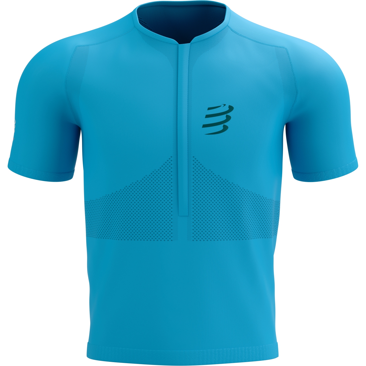 Picture of Compressport Trail Half-Zip Fitted Short Sleeve Top Men - hawaiian ocean/shaded spruce