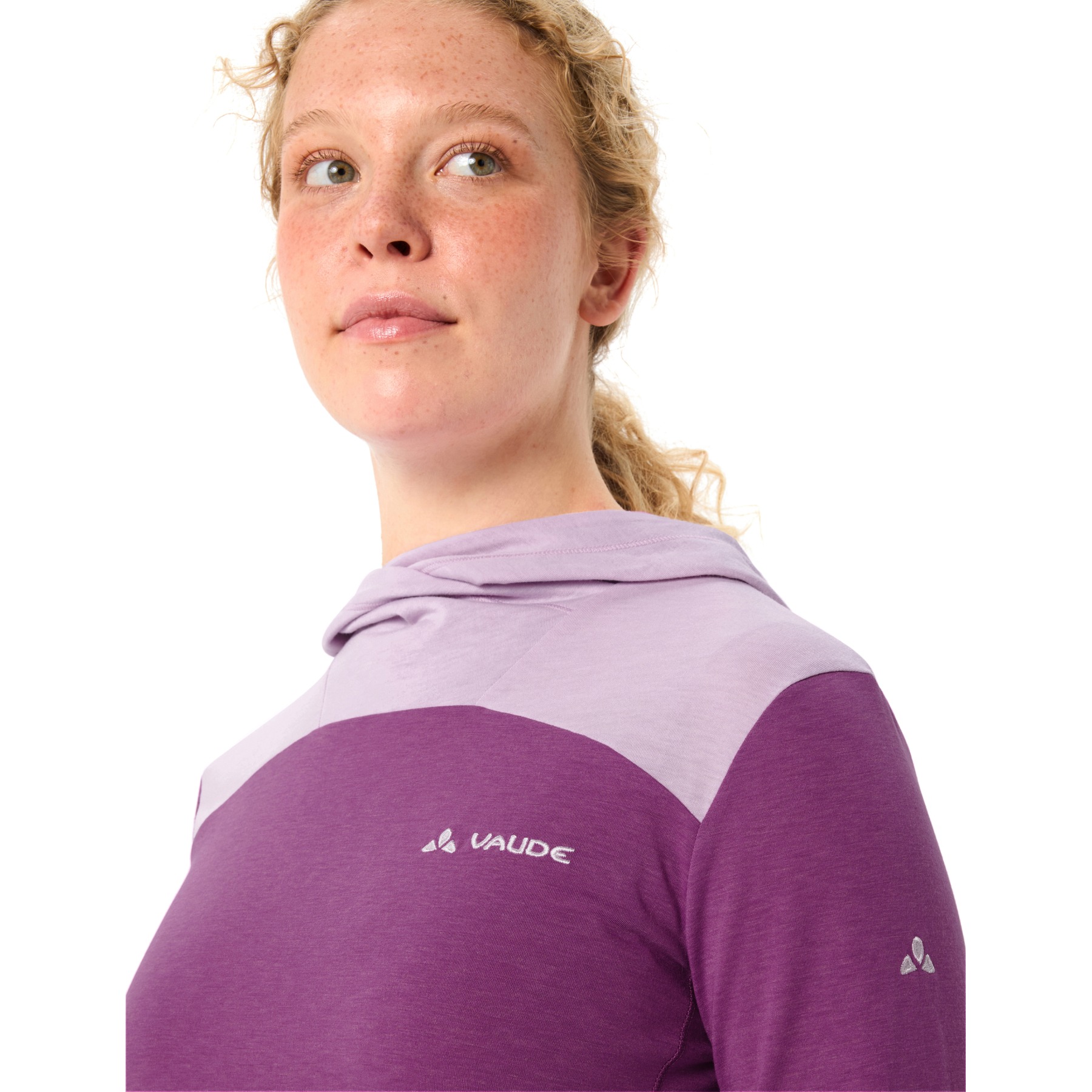 VAUDE Najun LS Shirt, T-shirt Donna A Maniche Lunghe In Cotone Biologico, Vestibilità Ampia, Stampa Posteriore, Taglio Moderno