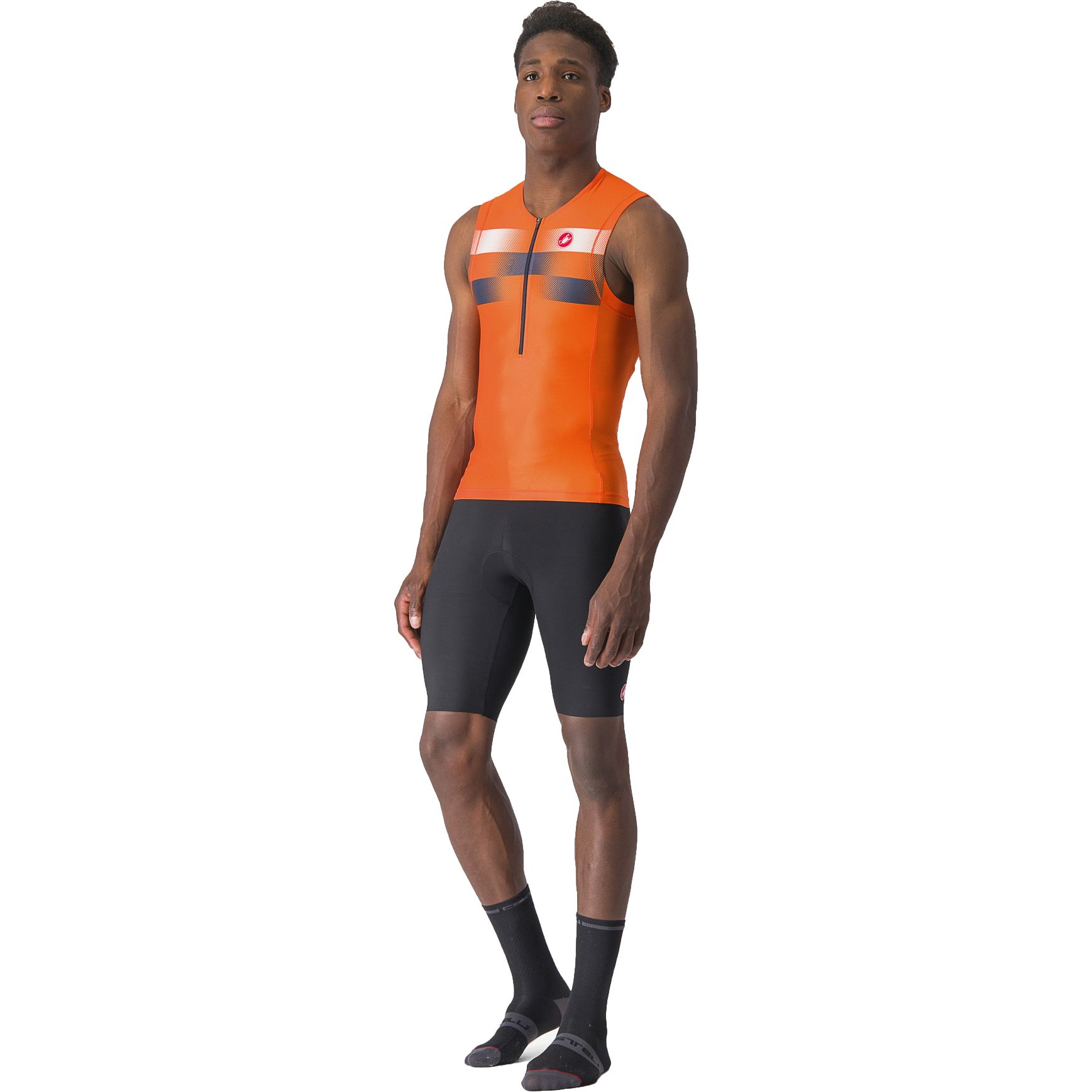 Castelli Free Tri 2 Sleeveless Top Men brilliant orange belgian blue white 480