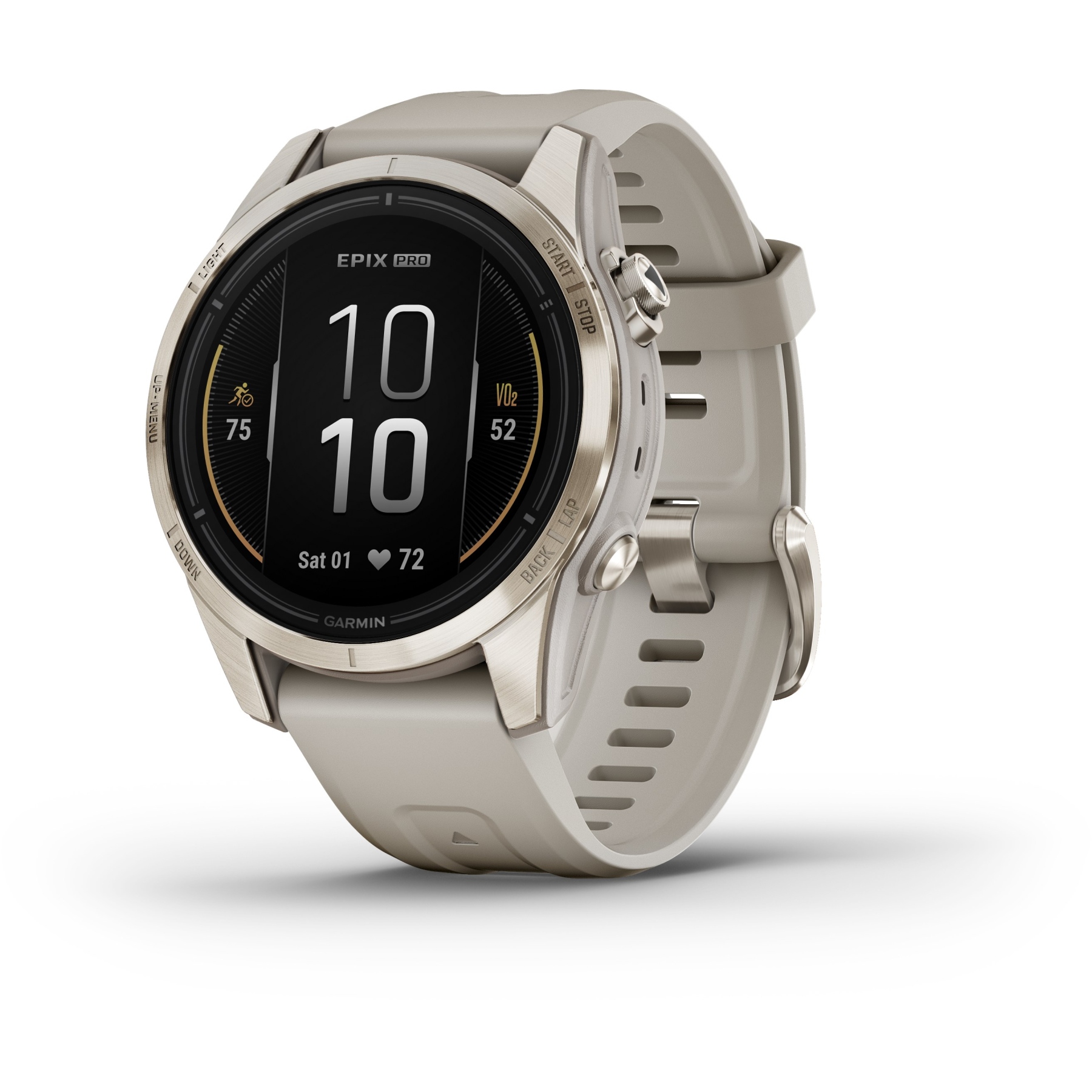 Produktbild von Garmin Epix Pro (Gen 2) Sapphire GPS Smartwatch - 42mm - Beige/Softgold