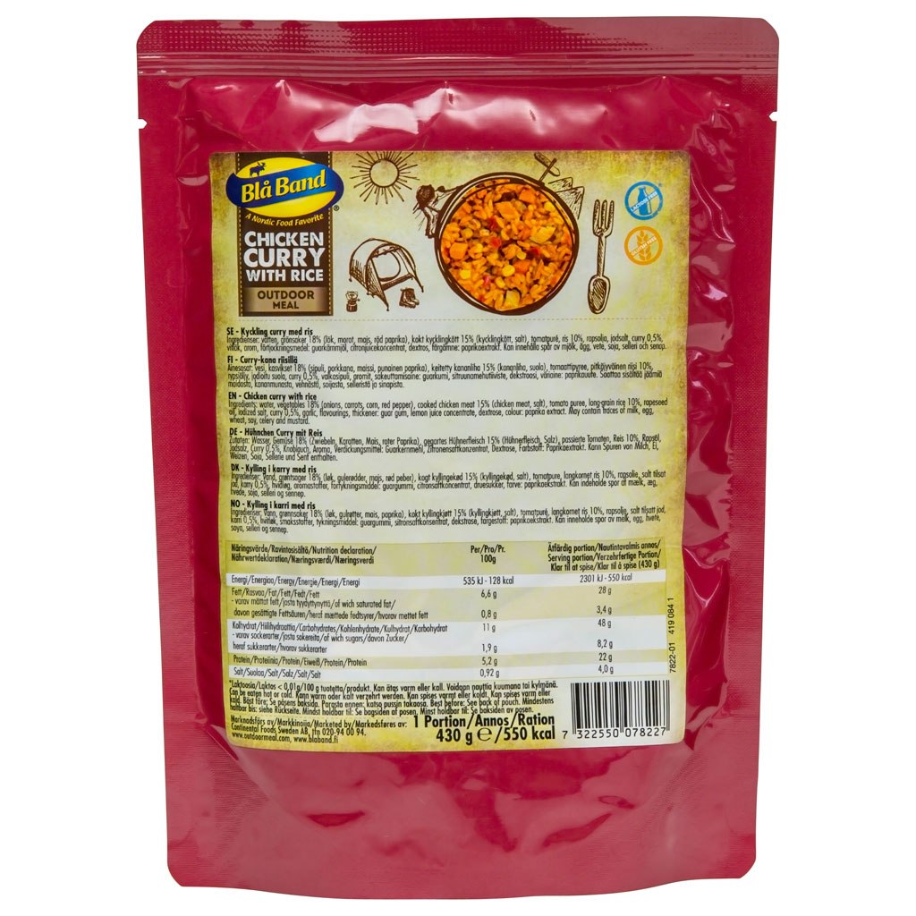 Produktbild von Blå Band Curry-Hühnchen mit Reis - Outdoor Mahlzeit - 430g