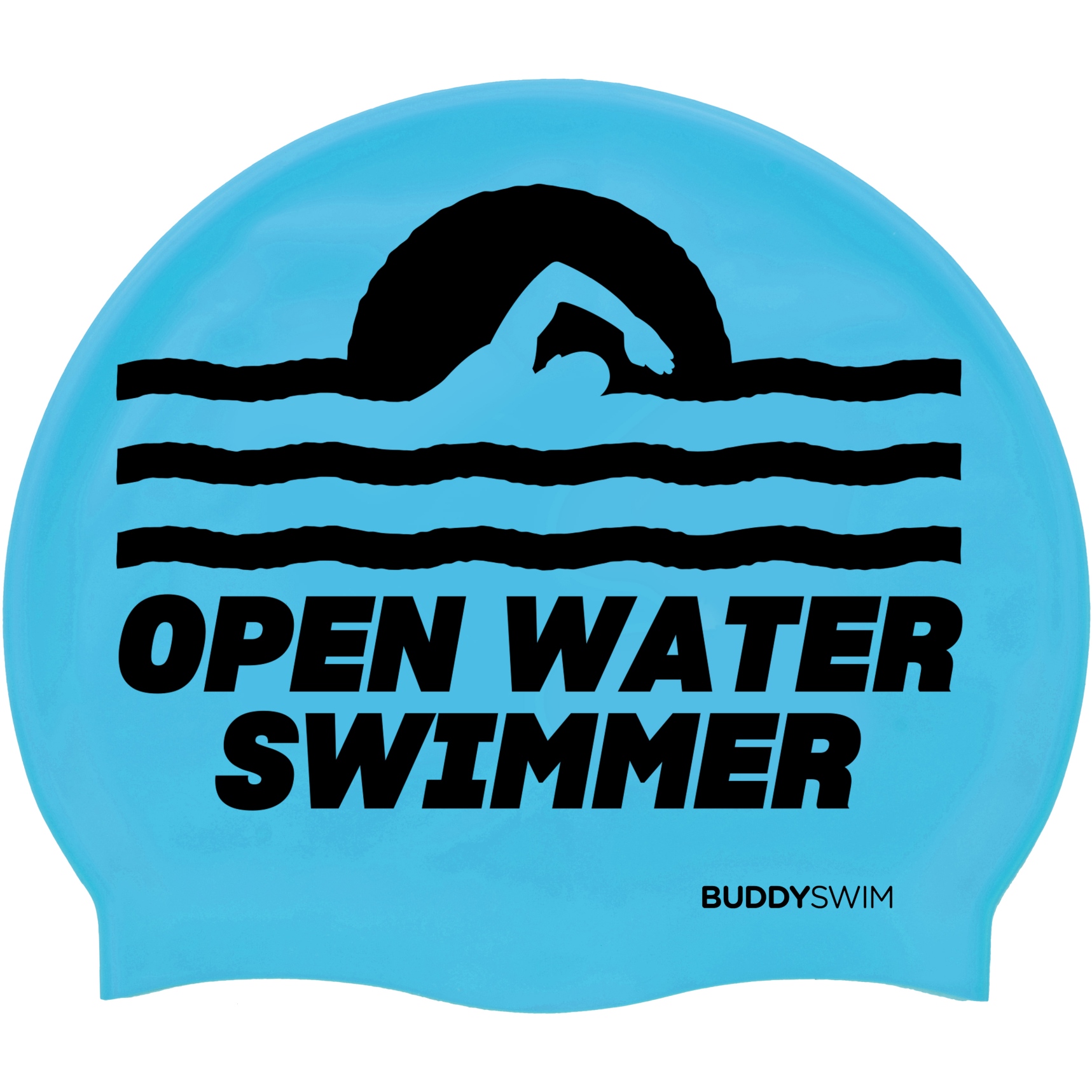 Picture of Buddyswim Silicone Swim Cap - OPEN WATER SWIMMER - blue