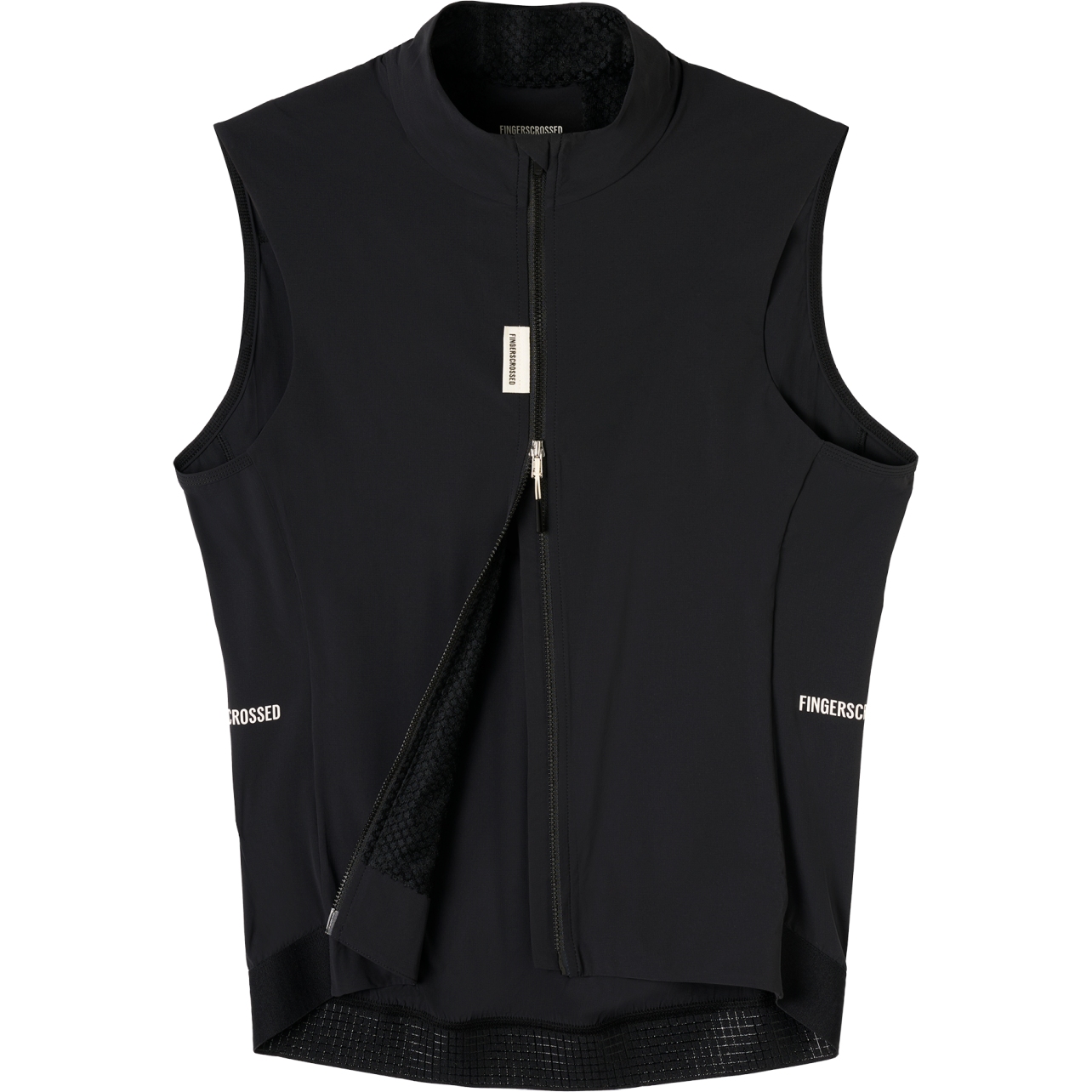 Женский утепленный ветровальный жилет со СКРЕЩЕННЫМИ пальцами на дороге - черный