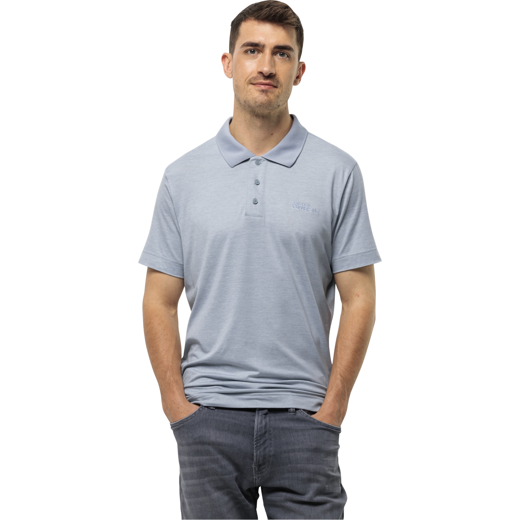 Productfoto van Jack Wolfskin Travel Poloshirt Heren - soft blue