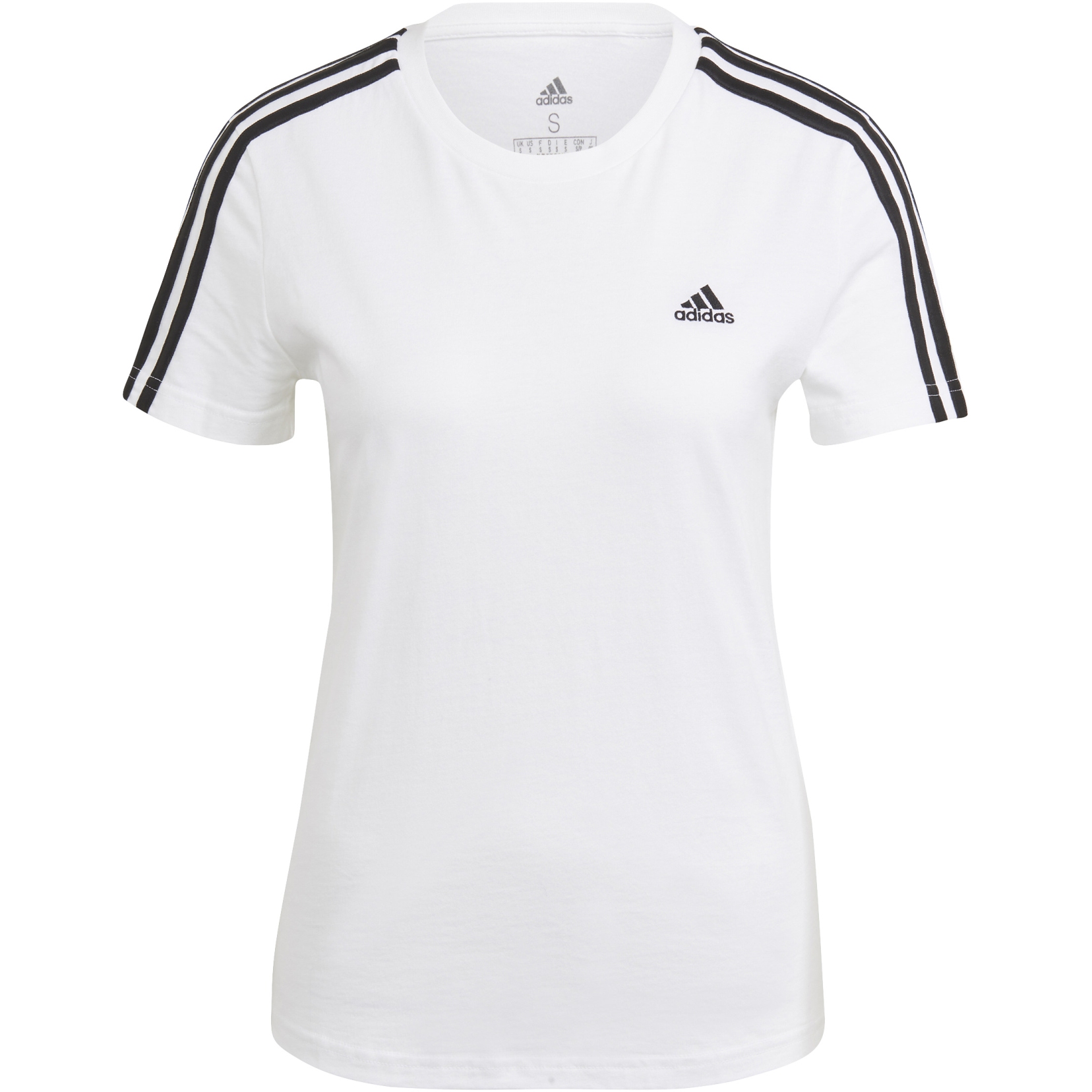 Productfoto van adidas LOUNGEWEAR Essentials Slim 3-Stripes Shirt Dames - wit/zwart GL0783