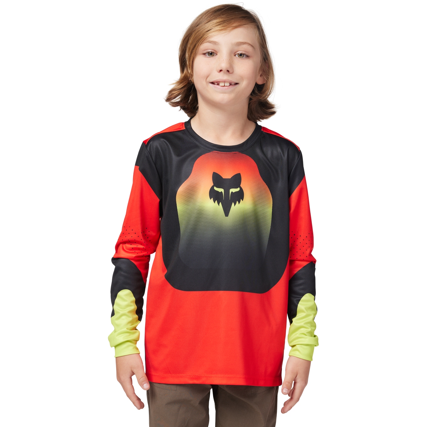 Picture of FOX Ranger MTB Long Sleeve Jersey Youth - Revise - red/yellow