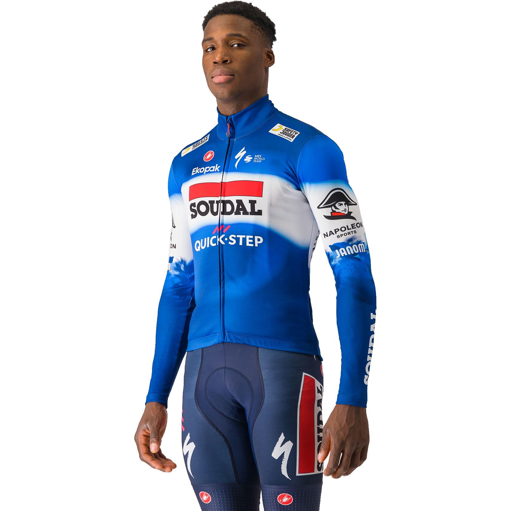 Picture of Castelli Thermal Jersey Long Sleeve Team Soudal Quick-Step Men - ceramic blue/white 087