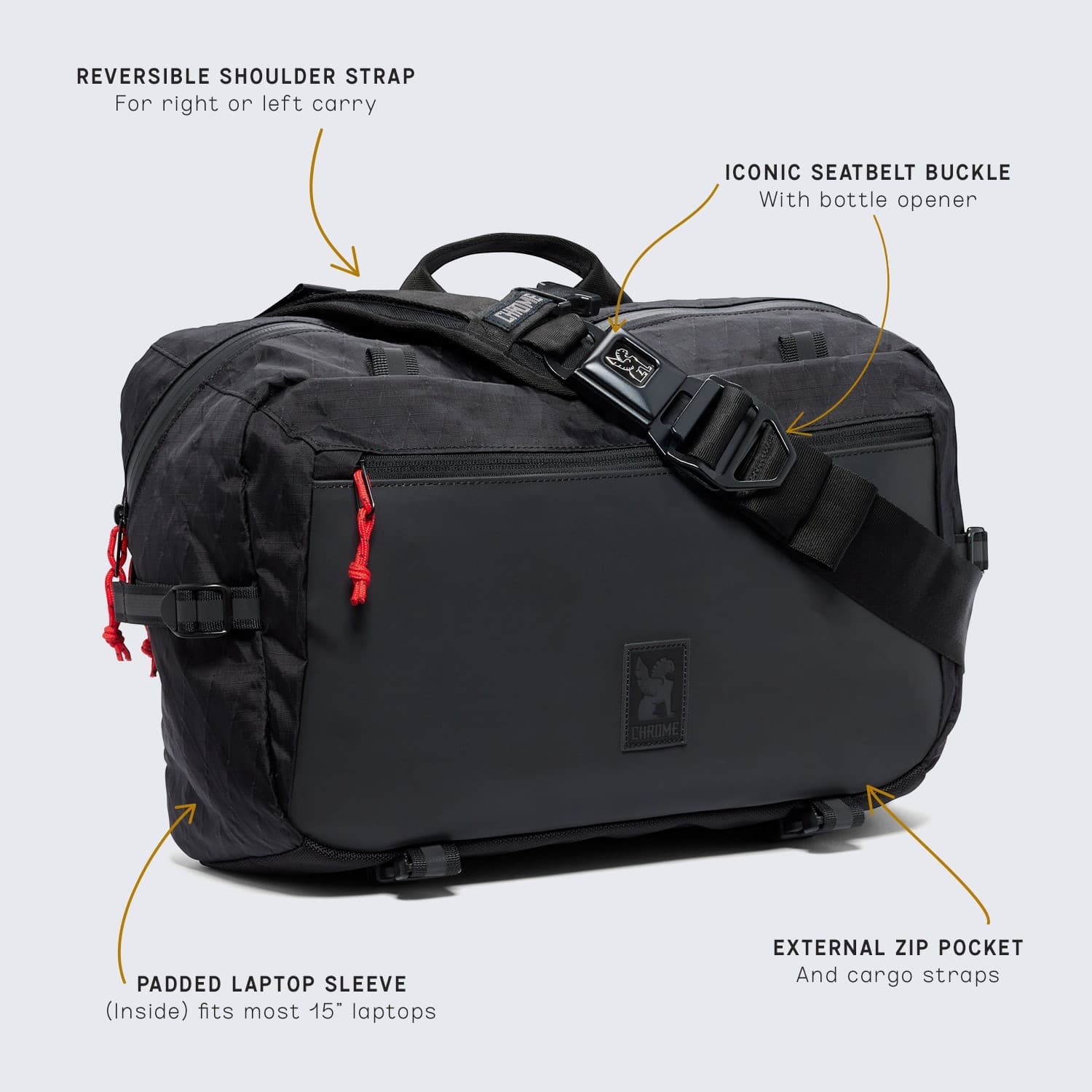 CHROME Kadet Max Sling Bag - 15L - Black XRF Reflective | BIKE24