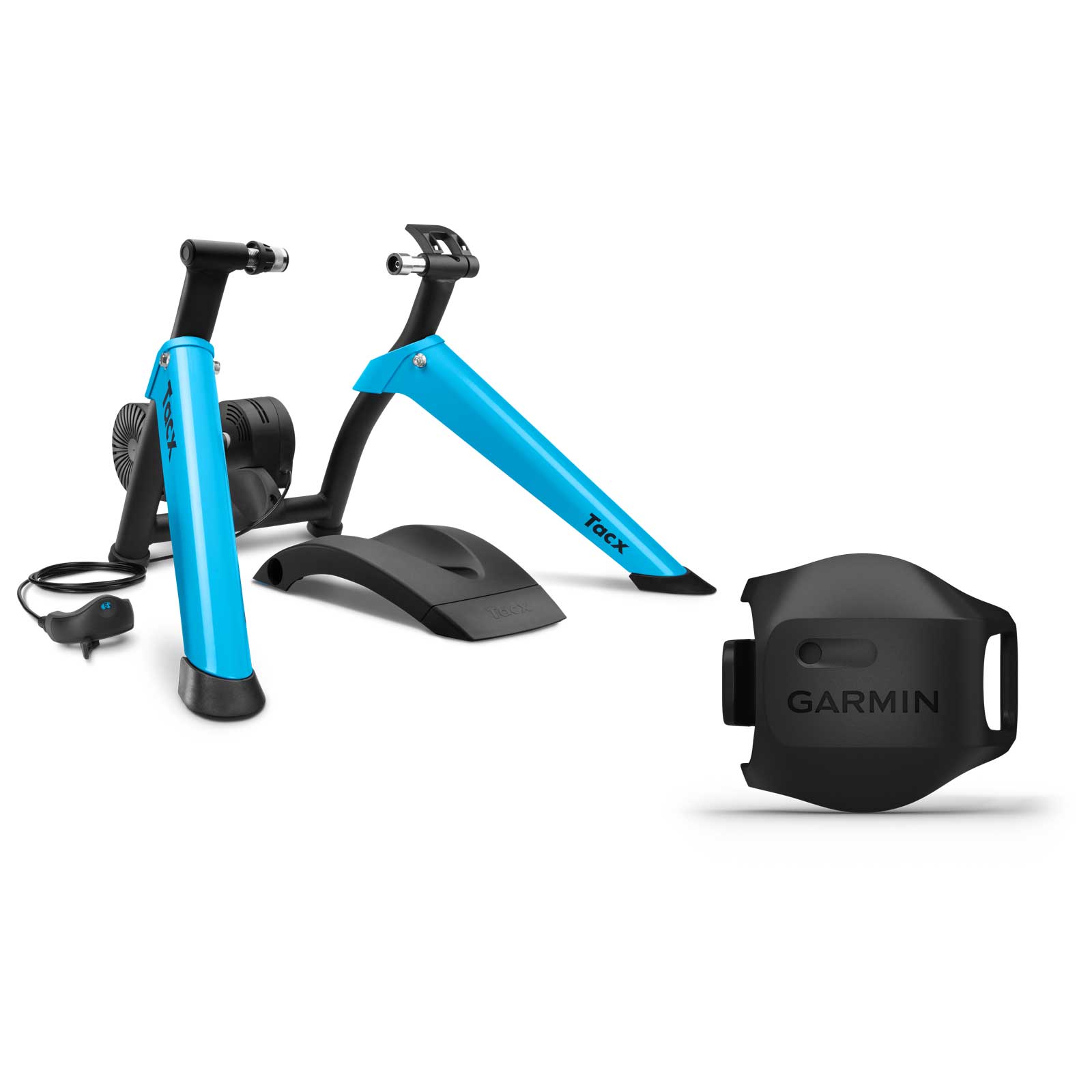 Produktbild von Garmin Tacx Boost Bundle - Wheel-On Heimtrainer + Garmin Geschwindigkeitssensor - schwarz/blau