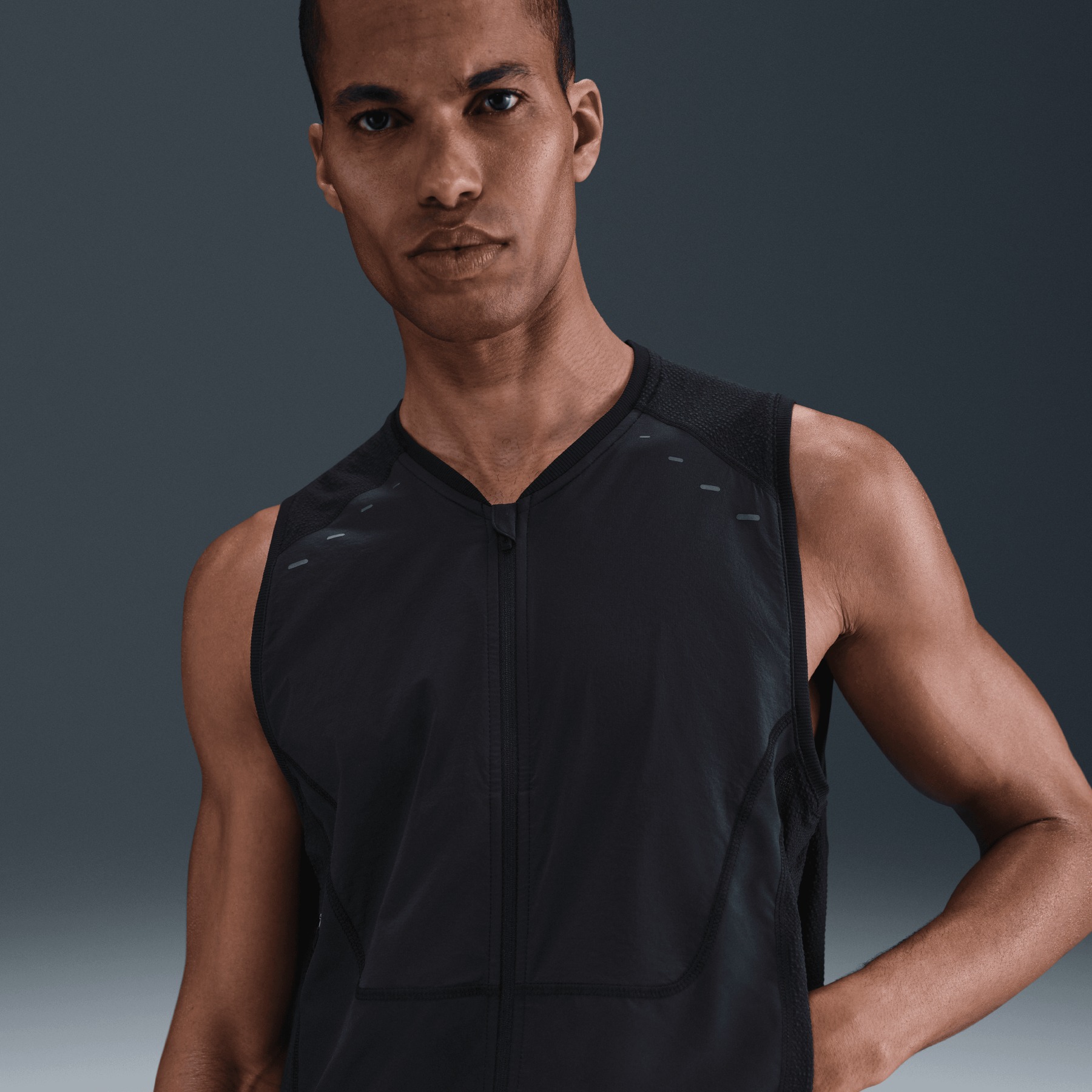black nike running vest