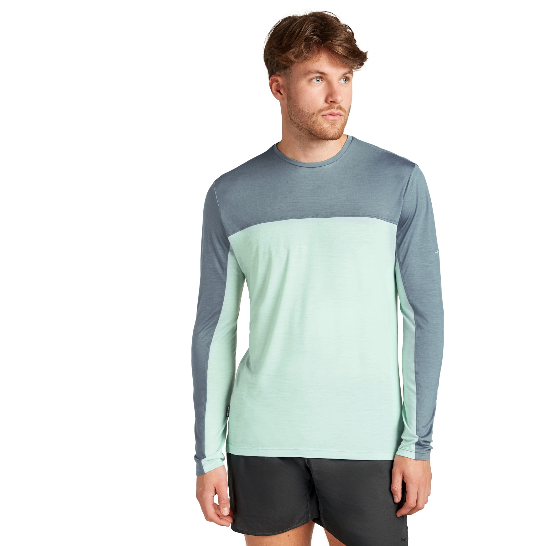 Produktbild von Icebreaker Merino 125 Cool-Lite™ Sphere Langarmshirt Colour Block Herren - Mint/Blue Ash