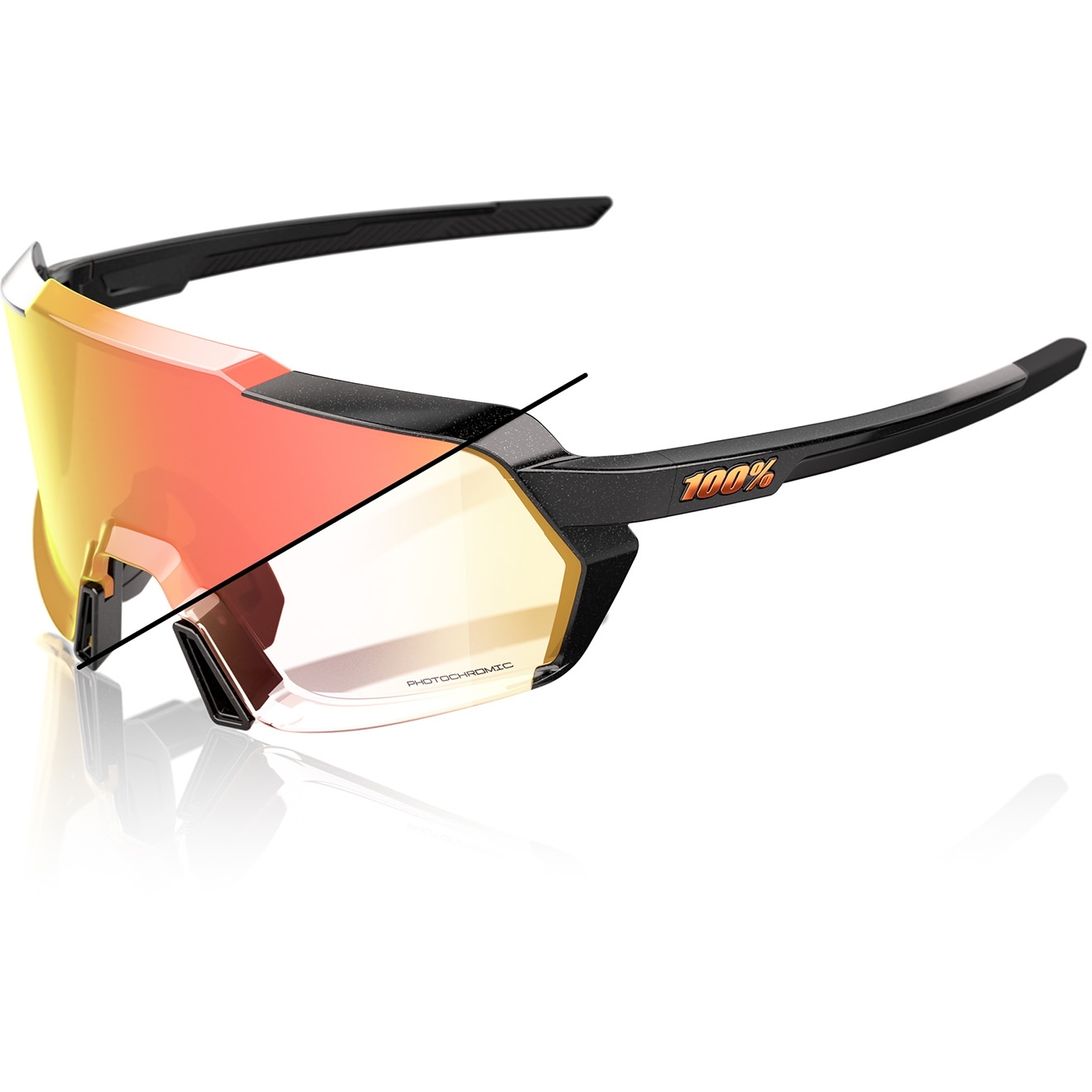 Produktbild von 100% Korbin Brille - Gloss Metallic Black / Orange Flash Mirror Photochromic