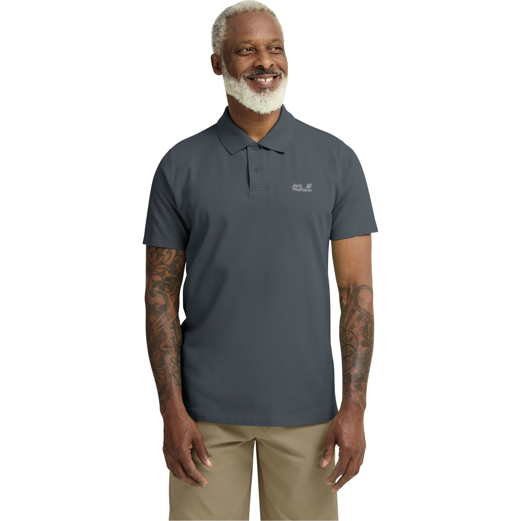 Мужская рубашка-поло Jack Wolfskin Essential Polo с коротким рукавом - серый odessa grey