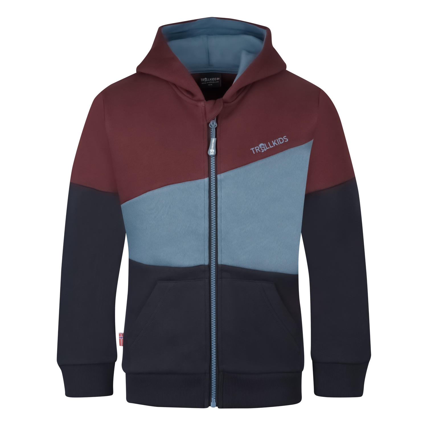 Picture of Trollkids Alesund Sweater Kids - chestnut/steel blue/black
