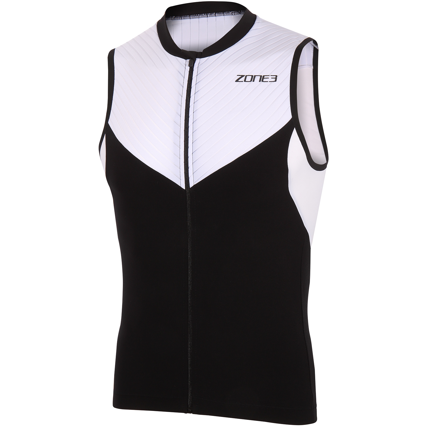 Picture of Zone3 Men&#039;s Lava Long Distance Sleeveless Tri Top - black/white/red