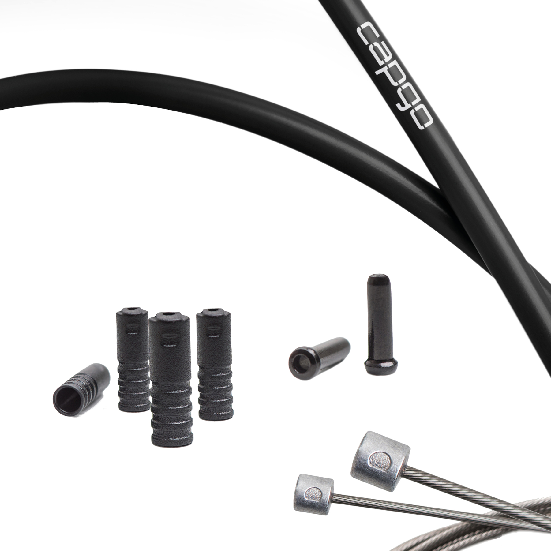 Picture of capgo Shift Cable Set - Blue Line ECO | Double (2x) | MTB/Road (Shimano/SRAM) - black