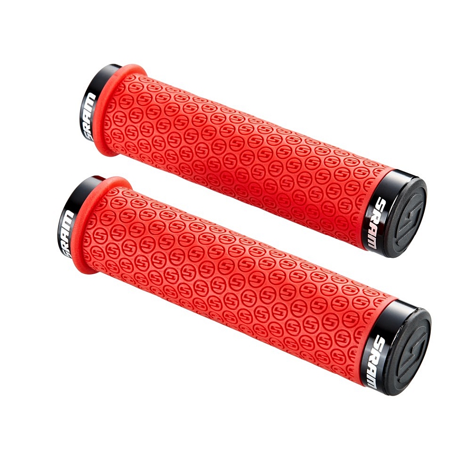 Picture of SRAM DH Silicone Locking Grips with Double Clamps &amp; End Plugs - red