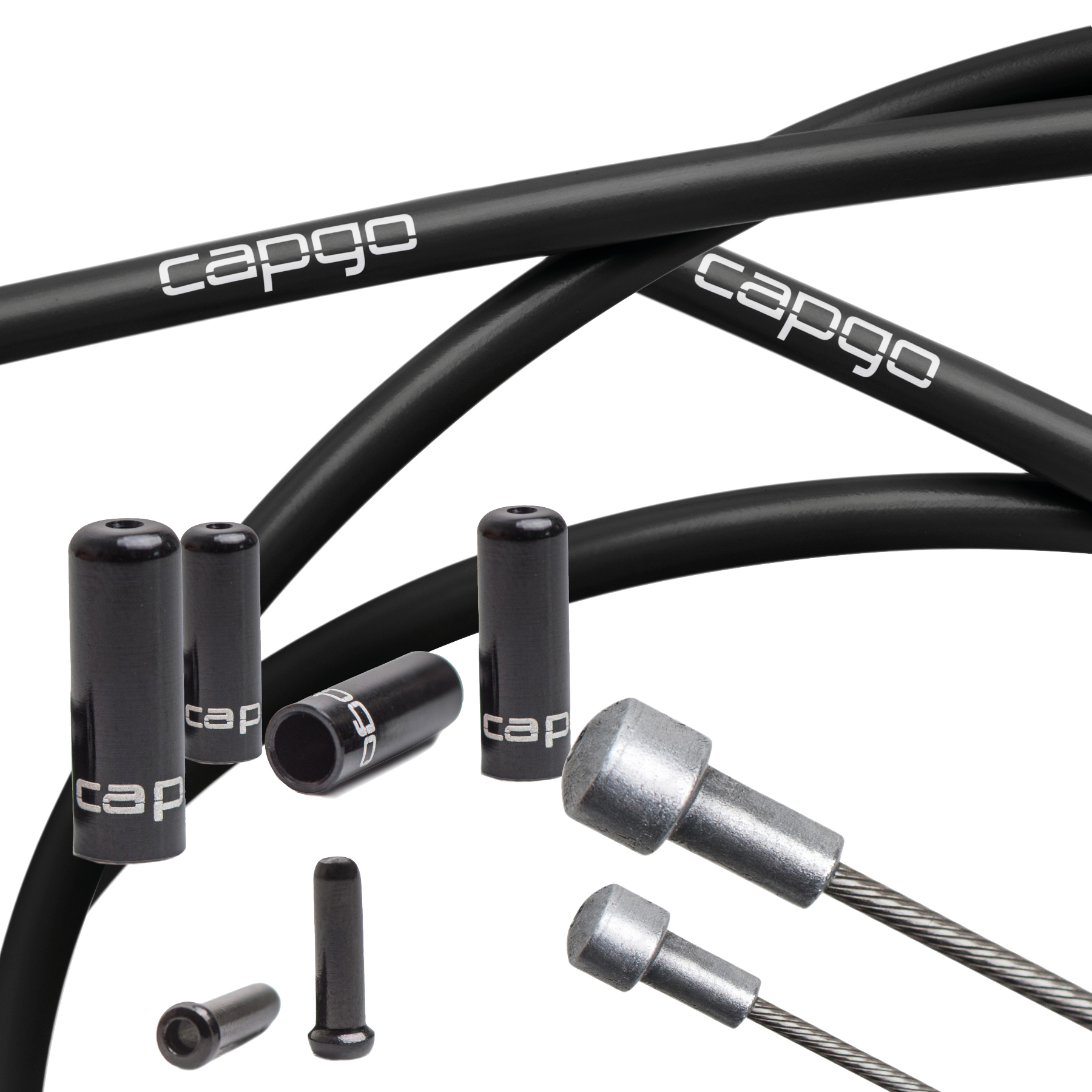 Picture of capgo Orange Line Brake Cable Set - Stainless Steel - Kevlar / PTFE - Campagnolo - black