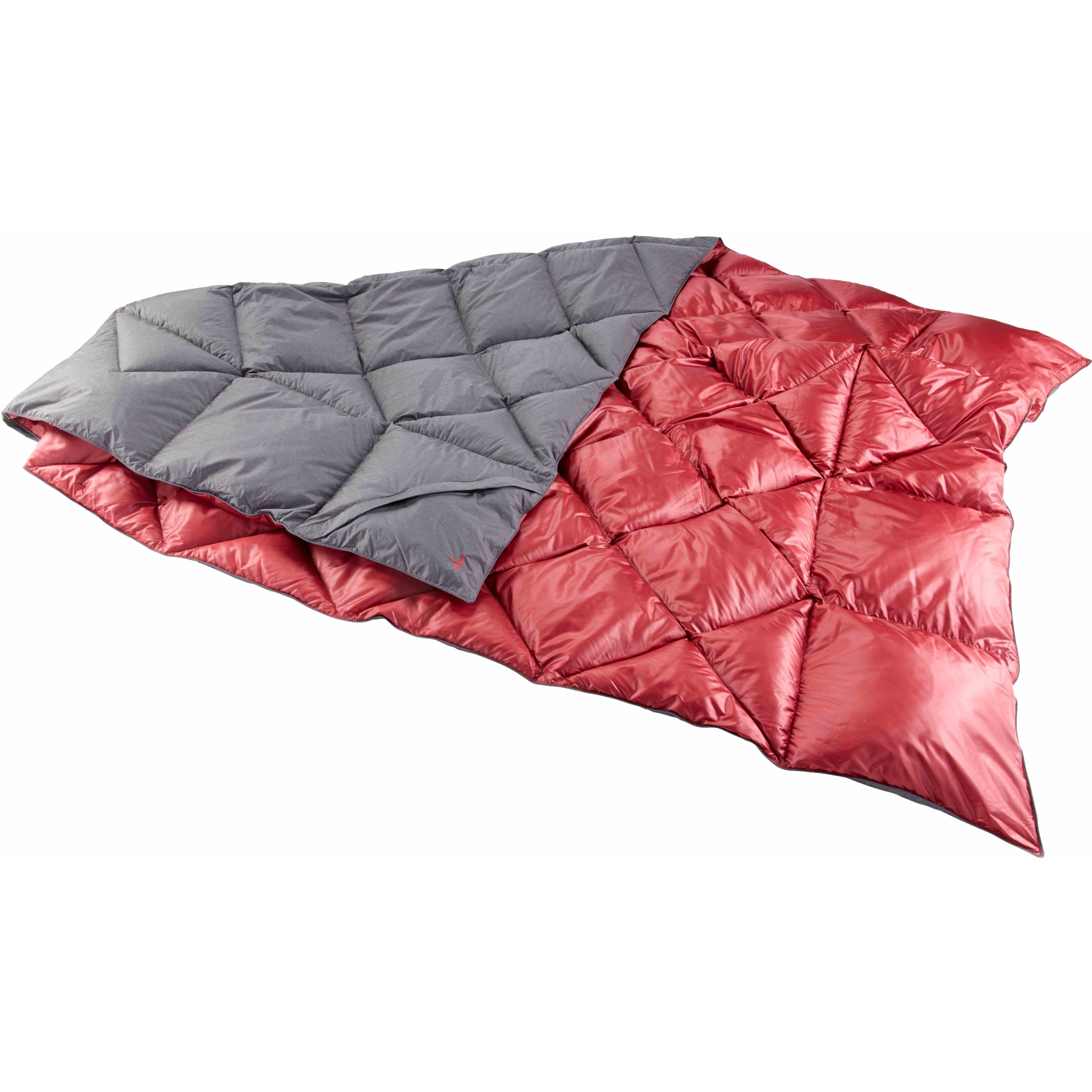 Image of Y by Nordisk Kiby Travel Blanket - coal grey/cranberry red