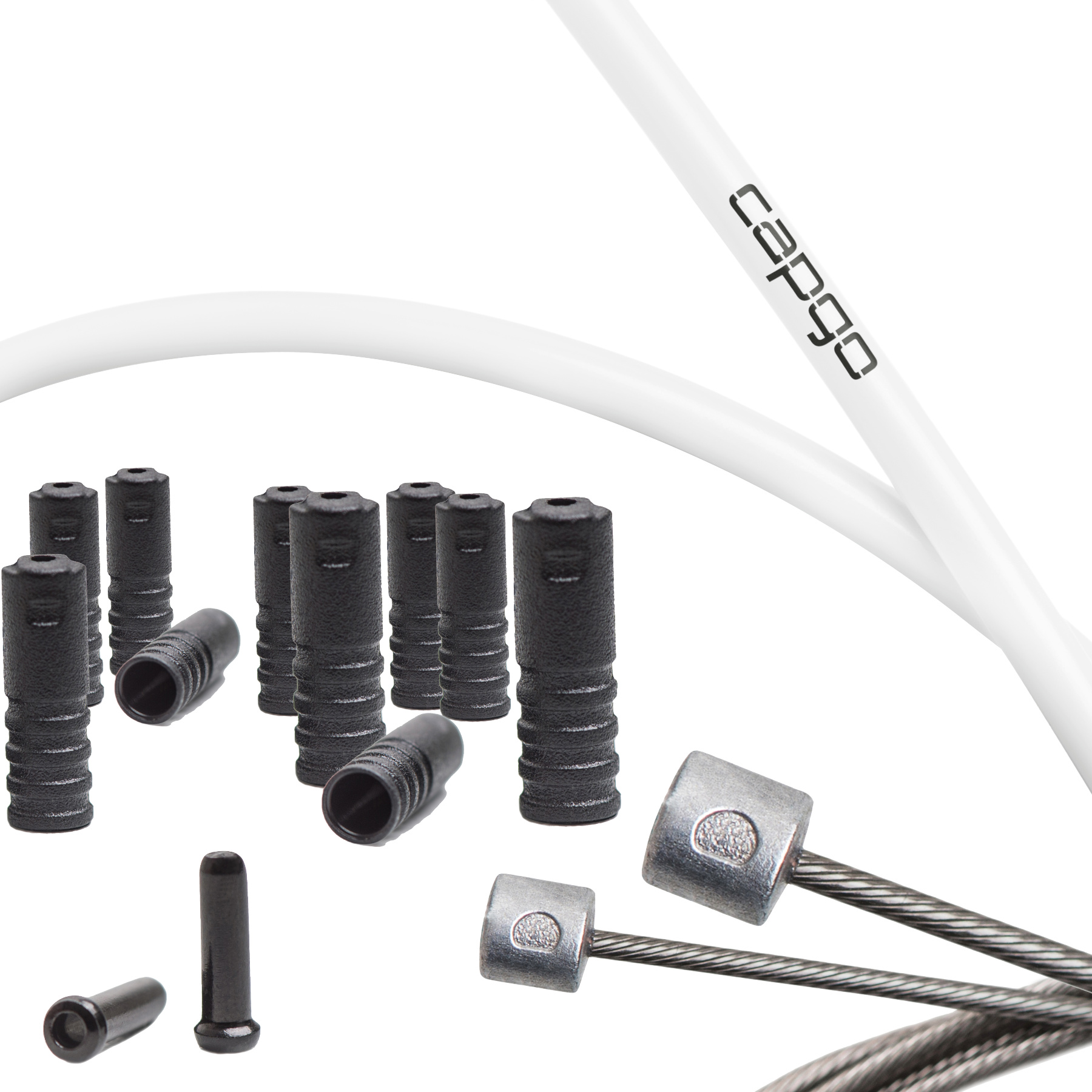 Image of capgo Blue Line ECO Shift Cable Set - long - Stainless Steel - PTFE - Shimano/SRAM - white