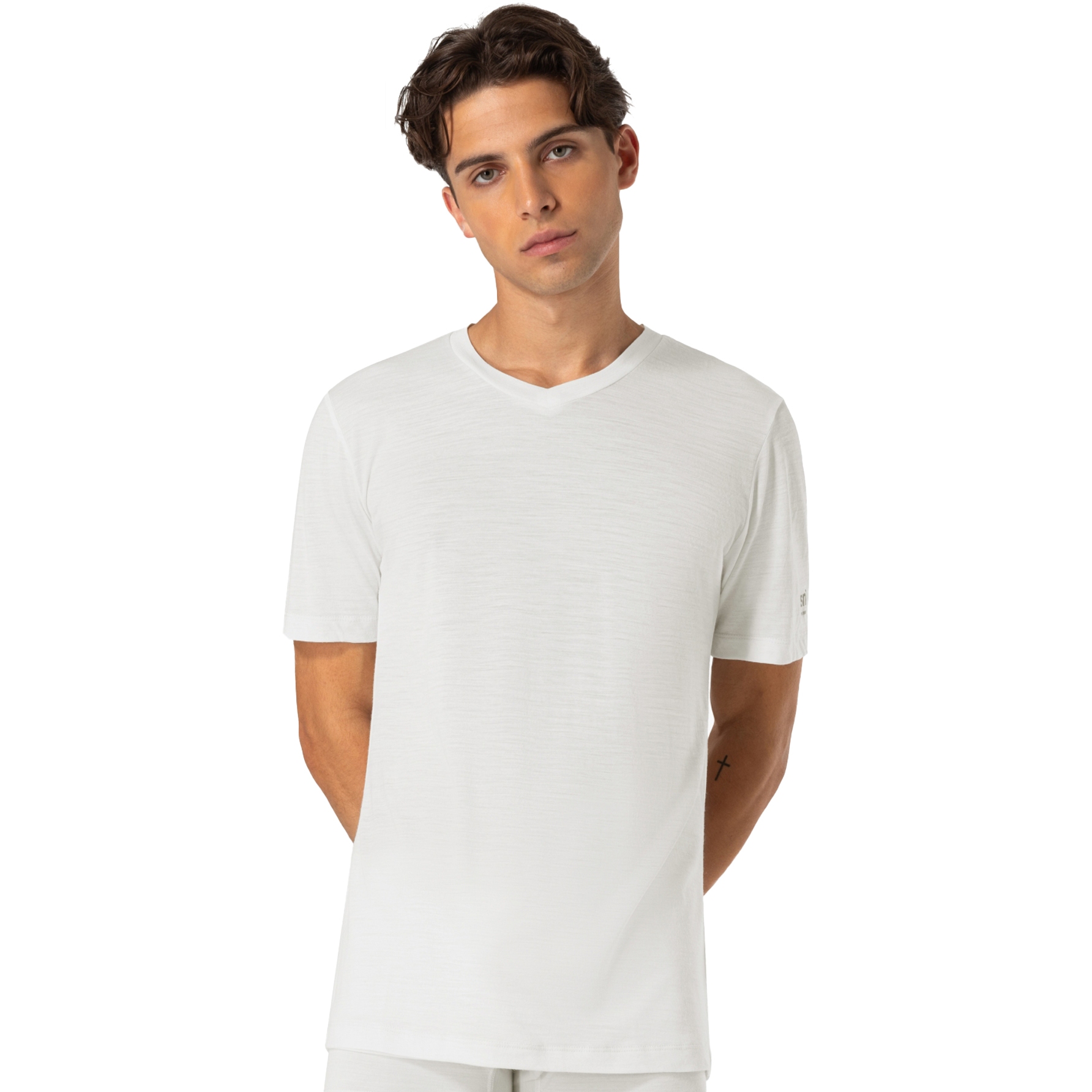Bild von SUPER.NATURAL Sierra140 V Neck Kurzarmshirt Herren - Fresh White