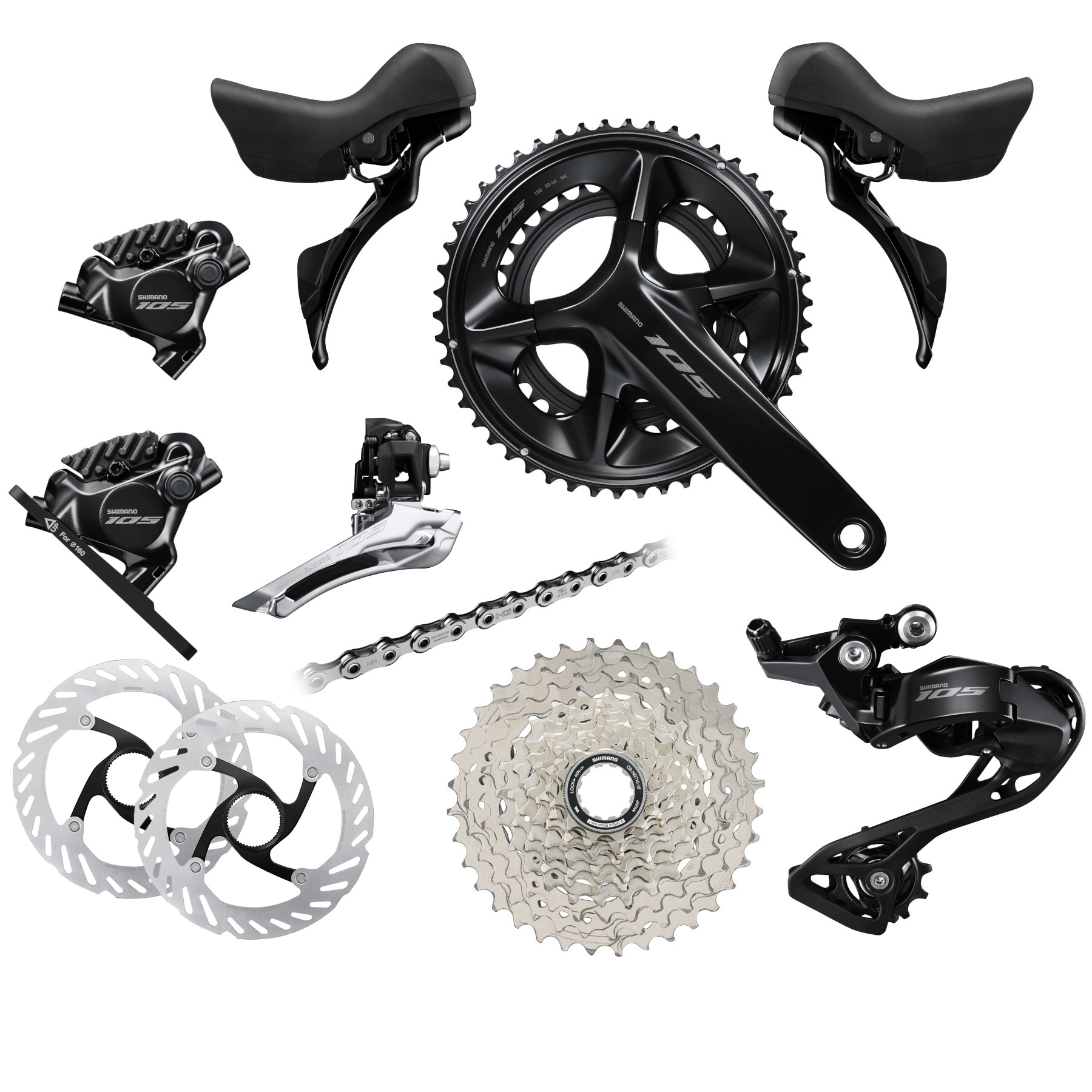 Photo produit de Shimano Groupe de Dérailleur - 105 R7100 - 2x12 Vitesses