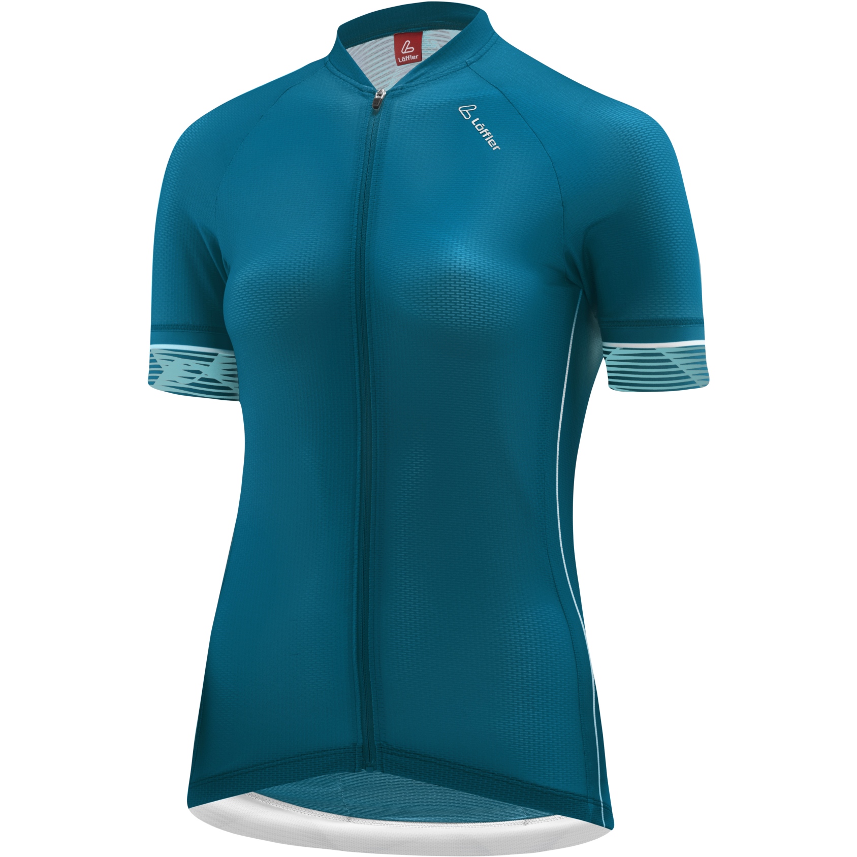 Image of Löffler Full Zip Vent Women's Bike Jersey - blue coral 373