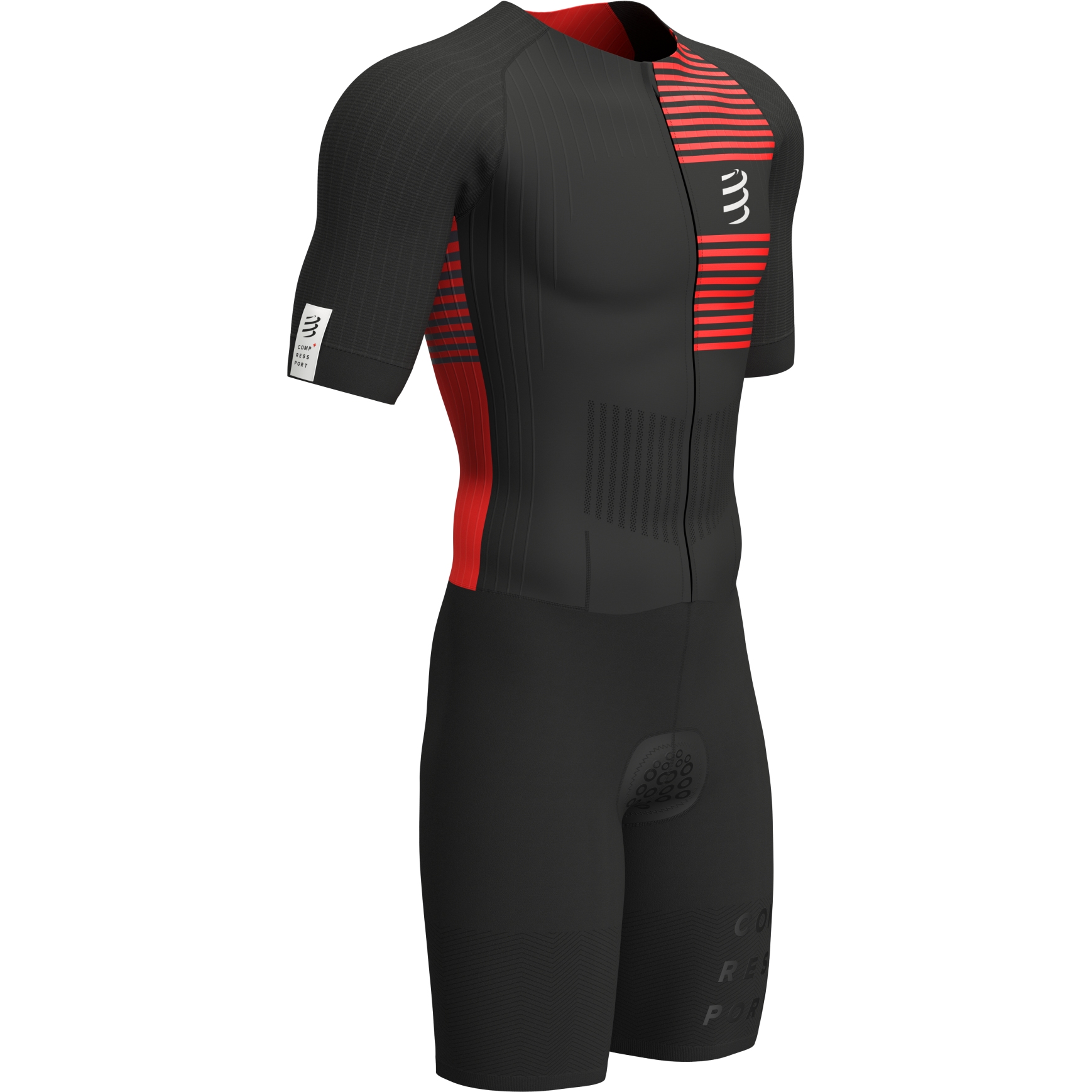 Productfoto van Compressport Aero Trisuit met Korte Mouwen Heren - zwart/rood