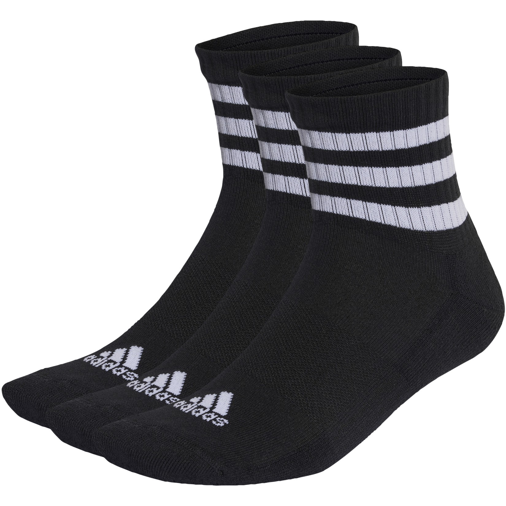 Produktbild von adidas 3-Streifen Cushioned Mid Cut Socken - 3 Paar - schwarz/weiß IC1317