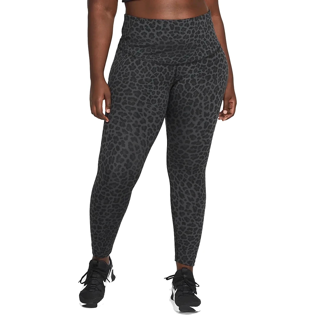Nike - Leggings avec logo virgule oversize à motif léopard - Noir