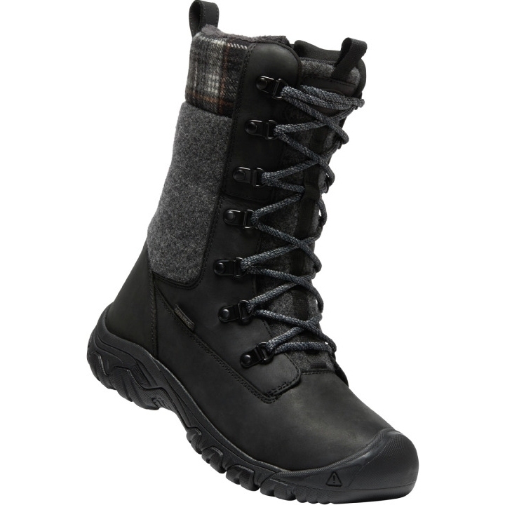 Image of KEEN Greta Tall Boot Waterproof Women's Shoes - Black / Black Plaid