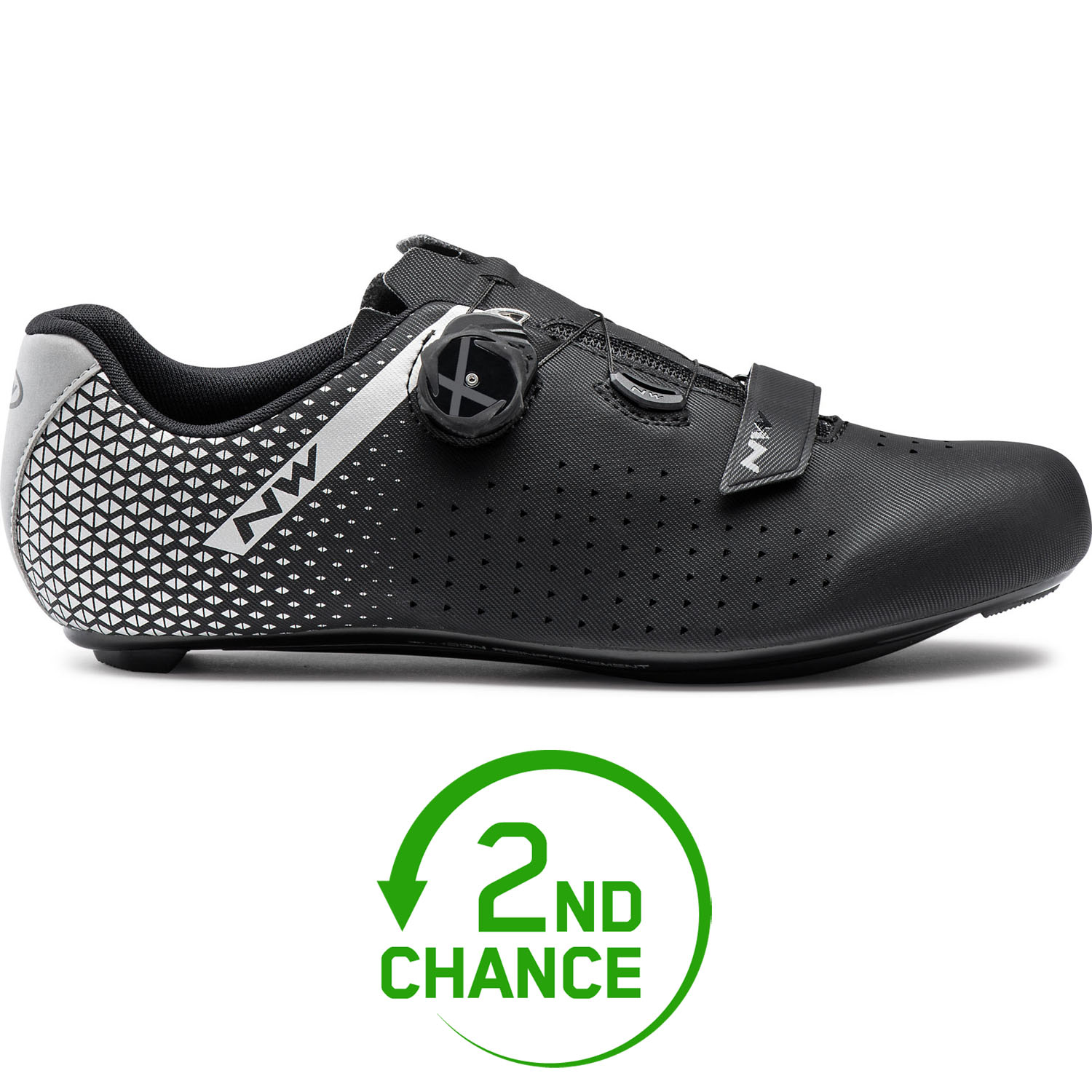 Picture of Northwave Core Plus 2 Road Shoe Wide Fit - black/silver 17 - 2nd Choice