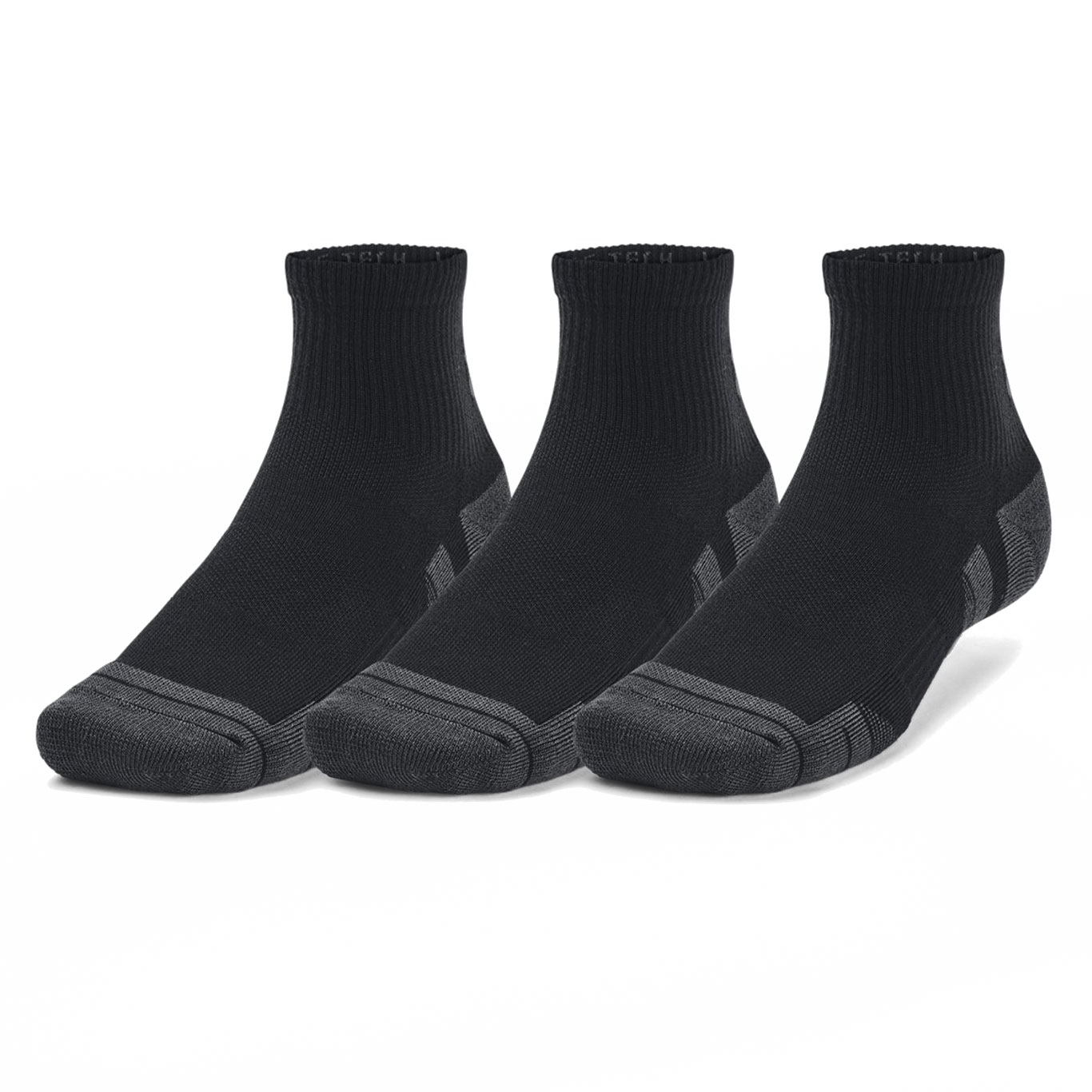 Picture of Under Armour UA Performance Cotton 3-Pack Quarter Socks - Black/Black/Pitch Gray