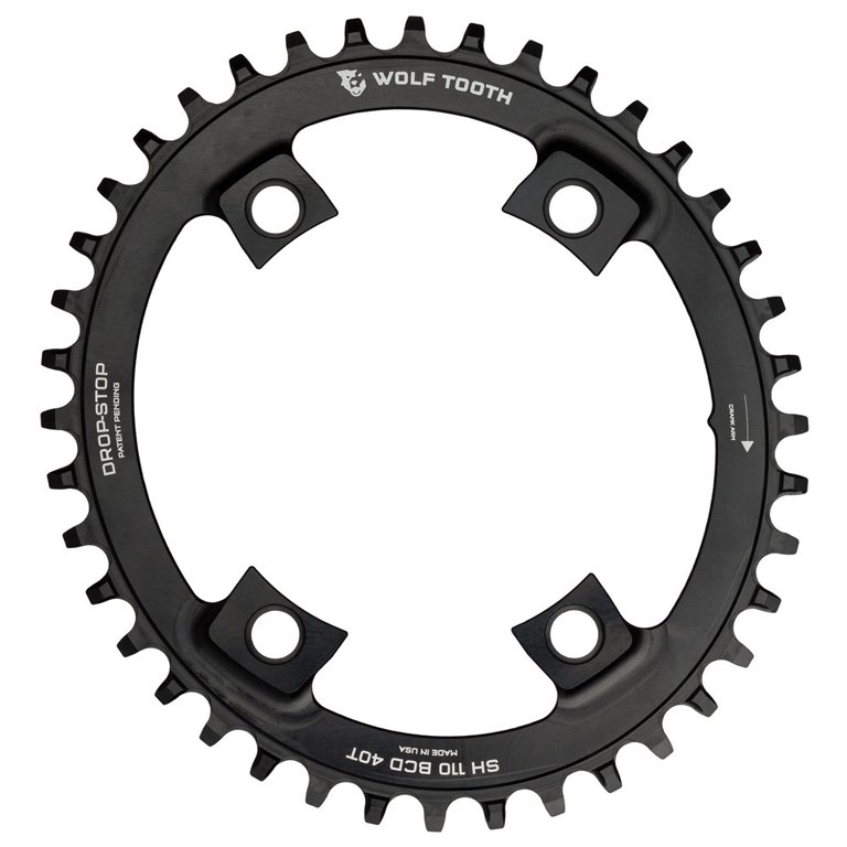 Picture of Wolf Tooth Elliptical - Single Chainring for Shimano 110 BCD Asymmetric 4-Bolt - Drop Stop - black