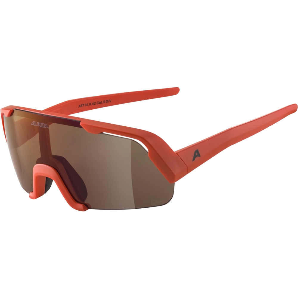 Picture of Alpina Rocket Youth Q-Lite Glasses - Pumking-Orange Matt / Q-LITE Red Mirror