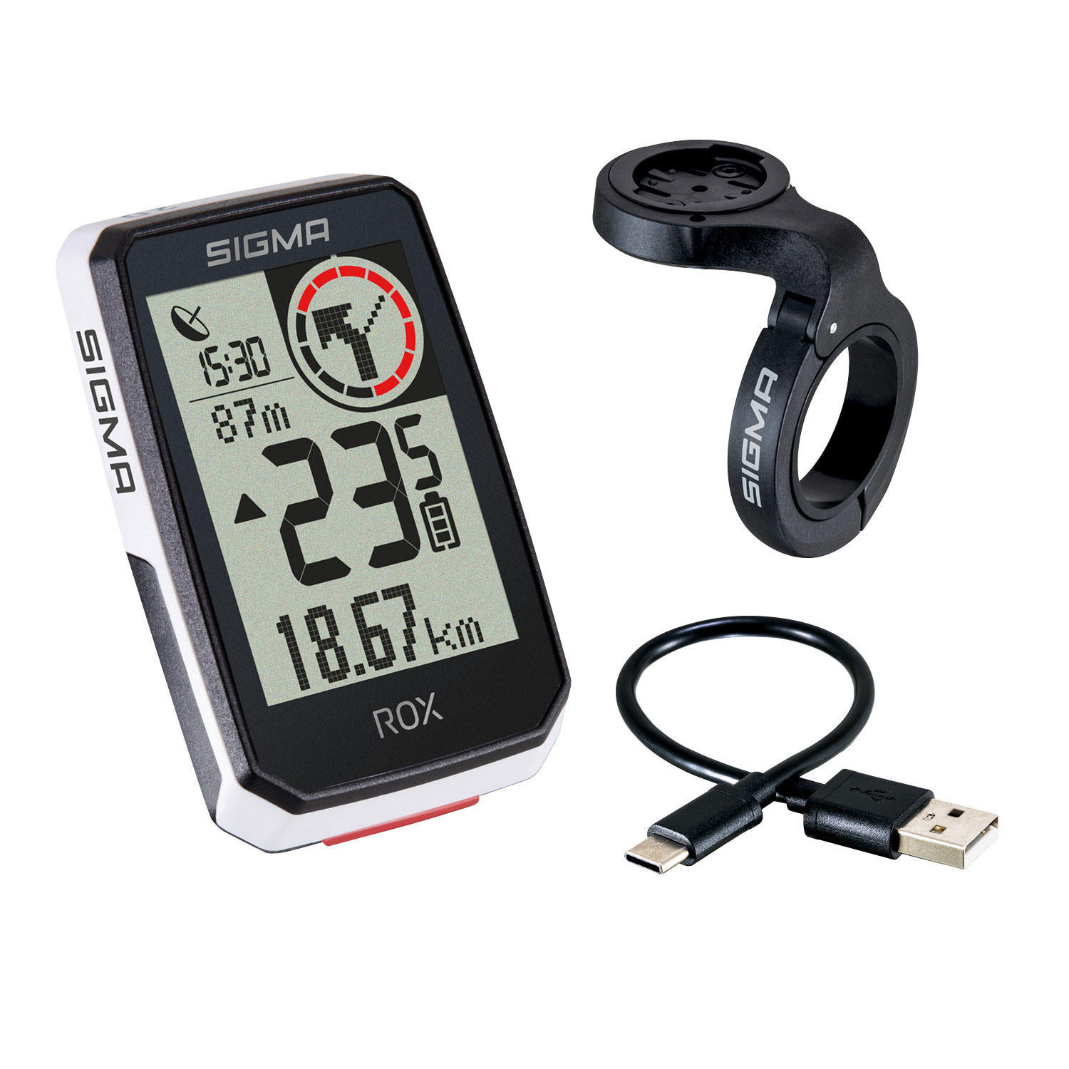 Picture of Sigma Sport ROX 2.0 Top Mount Set - GPS Cycle Computer + Overclamp Butler - white