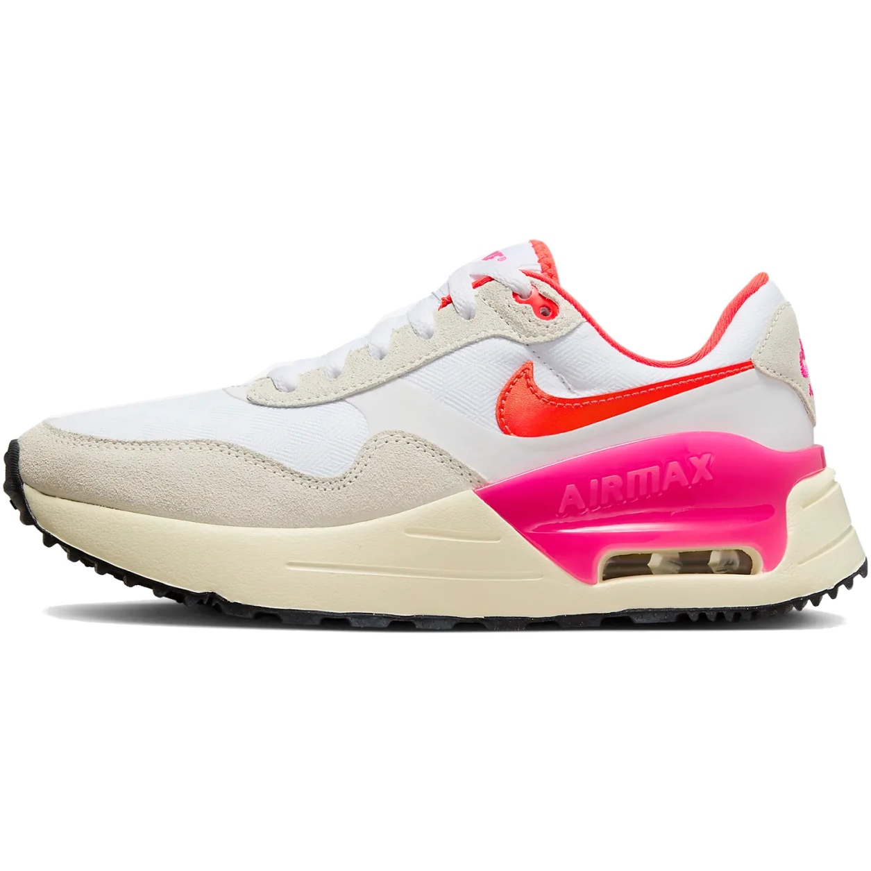 Picture of Nike Air Max SYSTM Shoes Women - white/summit white/coconut milk/bright crimson DZ1637-102