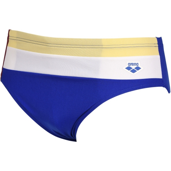 Image of arena Icons Men's Panel Swim Briefs - Neon Blue-Burgundy-Neon Blue