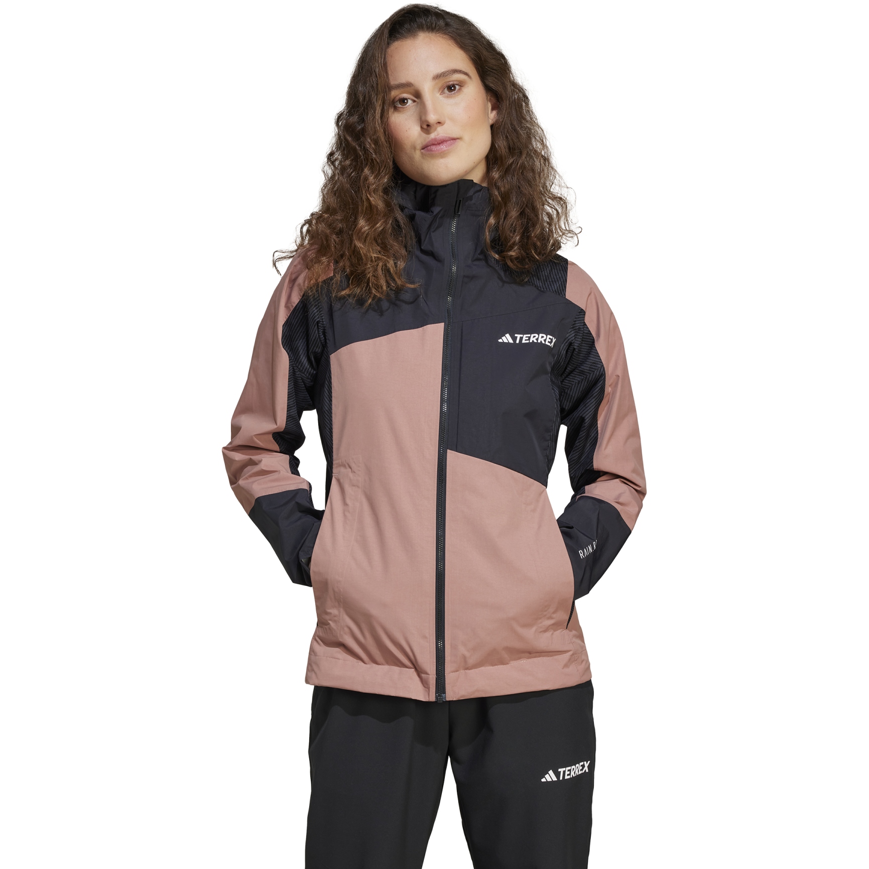Picture of adidas TERREX Xperior Hybrid RAIN.RDY Rain Jacket Women - warm clay/black JD8358