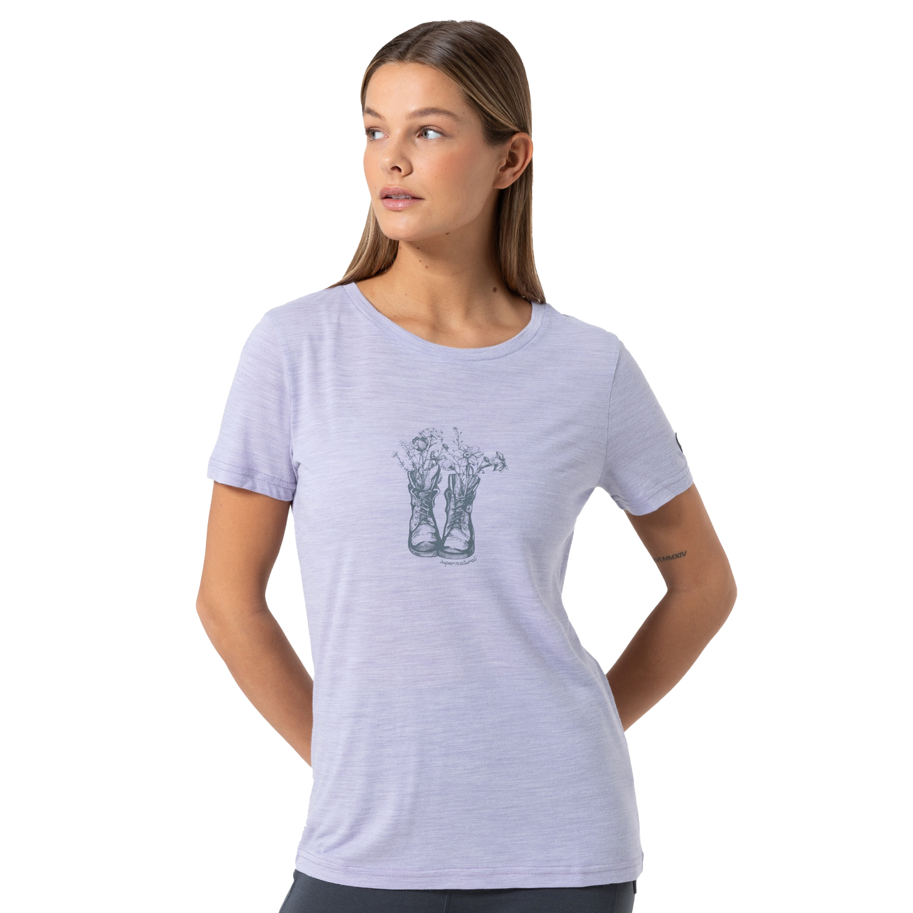 Produktbild von SUPER.NATURAL Flower Boots T-Shirt Damen - Candy Melange/Turbulence Blue
